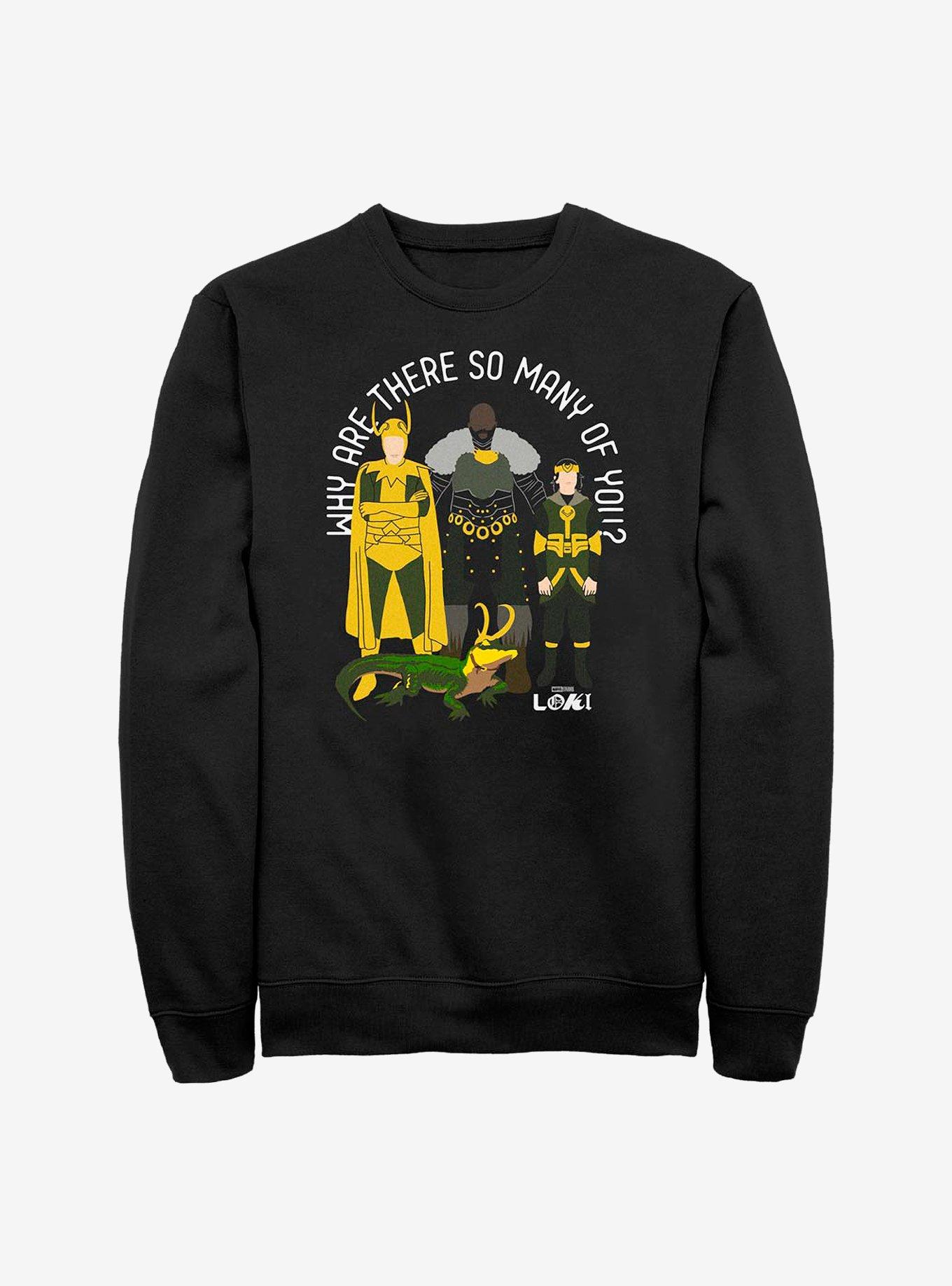 Marvel Loki Why Are There So Many Of You? Crew Sweatshirt, BLACK, hi-res