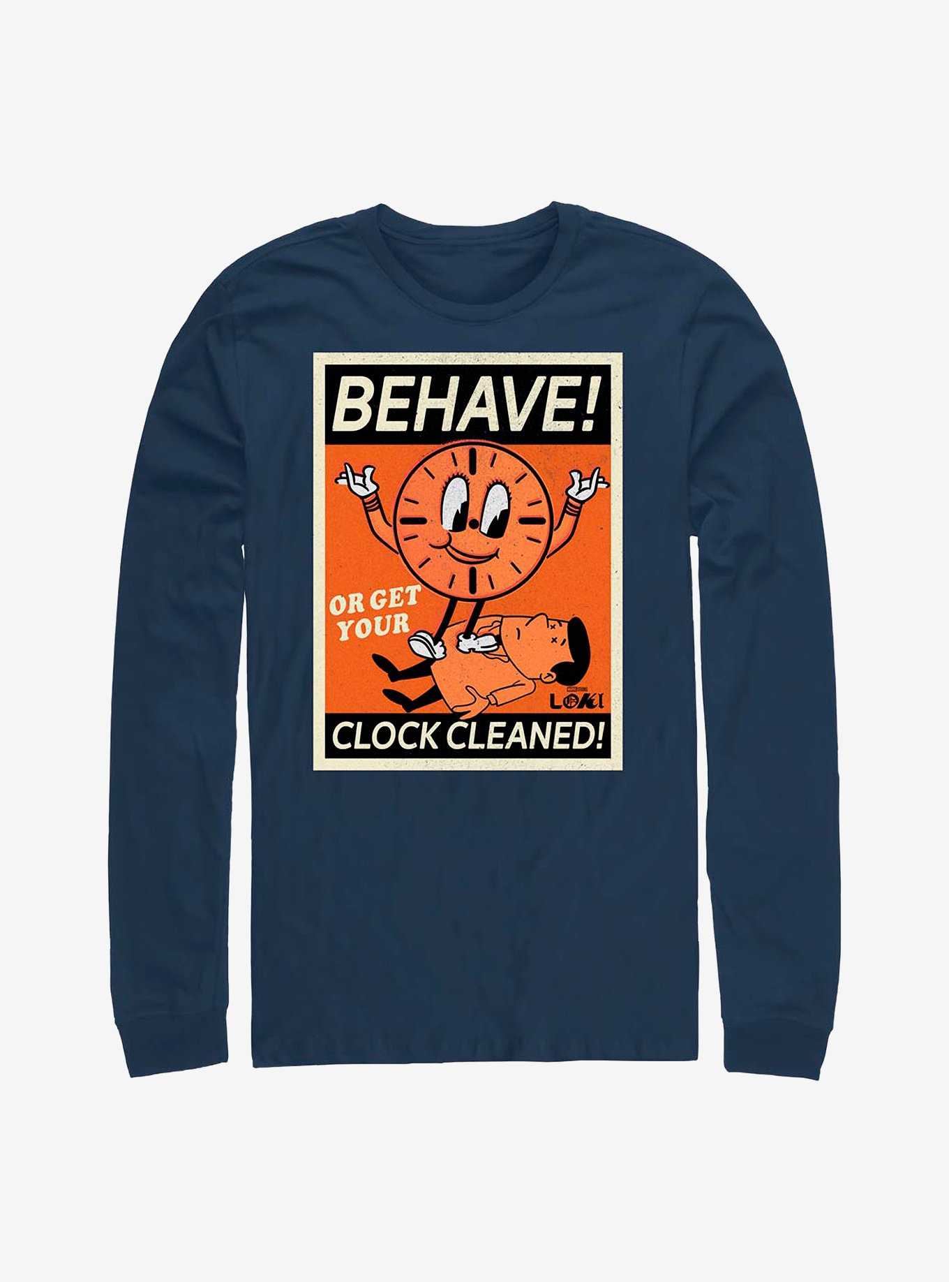Marvel Loki Behave! Or Get Your Clock Cleaned! Long-Sleeve T-Shirt, , hi-res