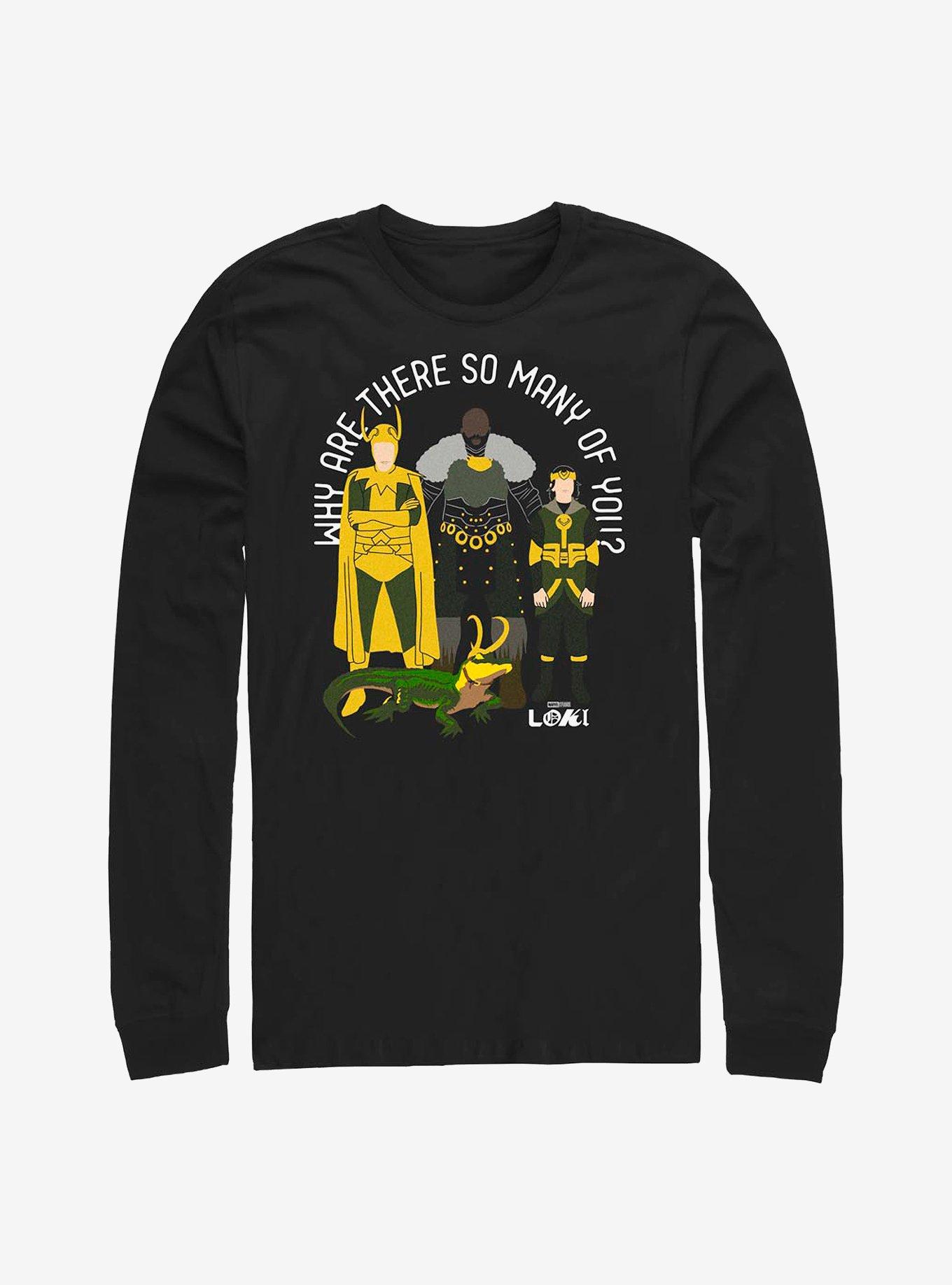 Marvel Loki Why Are There So Many Of You? Long-Sleeve T-Shirt, BLACK, hi-res