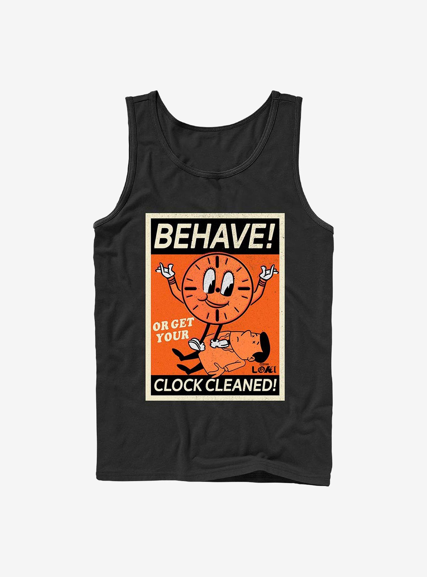 Marvel Loki Behave! Or Get Your Clock Cleaned! Tank BLACK Hot Topic