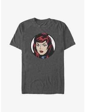 Marvel Black Widow Cartoon Head T-Shirt, CHAR HTR, hi-res