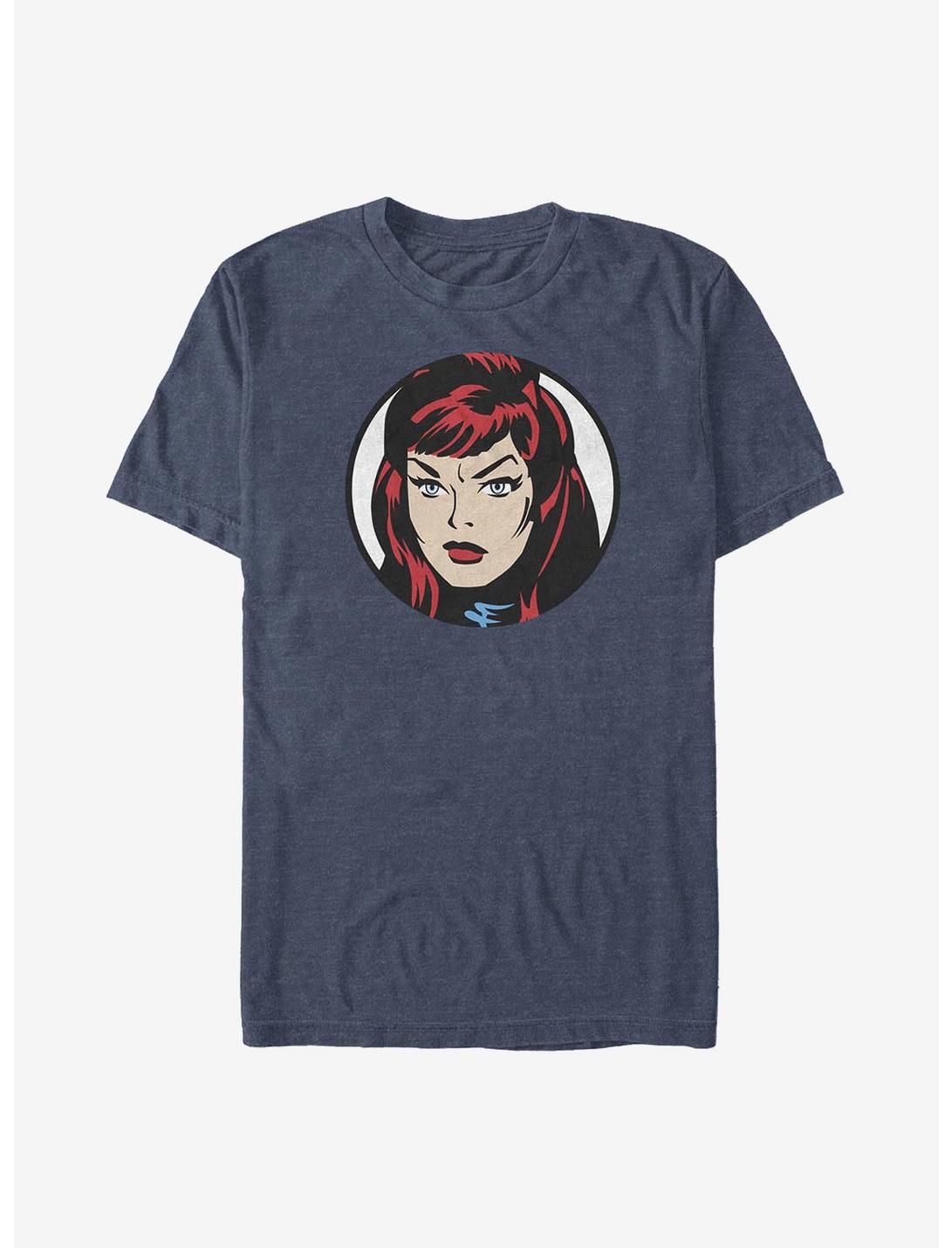 Marvel Black Widow Cartoon Head T-Shirt, NAVY HTR, hi-res