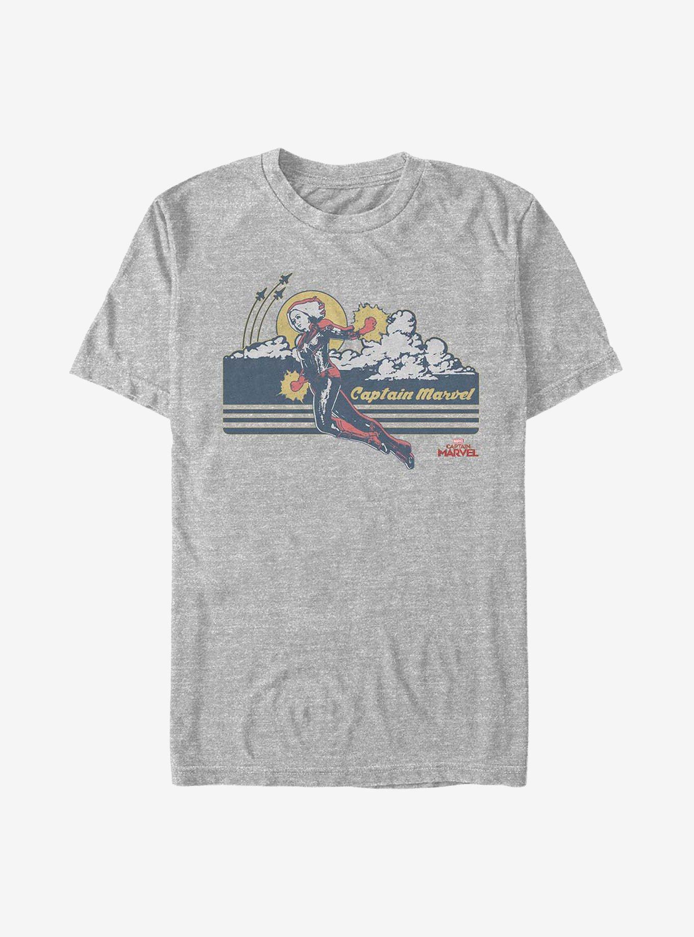 Marvel Captain Marvel Sunset Hero Logo T-Shirt, ATH HTR, hi-res