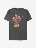 Marvel Iron Man Iron Scribbles T-Shirt, CHAR HTR, hi-res