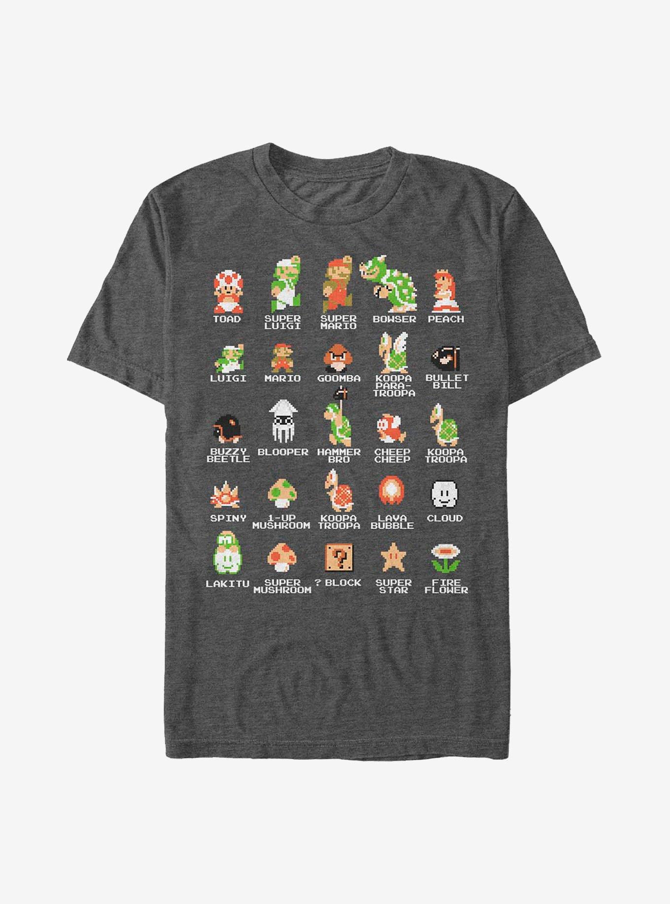 Nintendo Mario Pixel Cast T-Shirt, CHAR HTR, hi-res