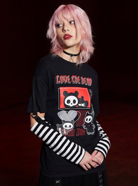 Skelanimals Stripe Oversized Twofer Girls Long-Sleeve T