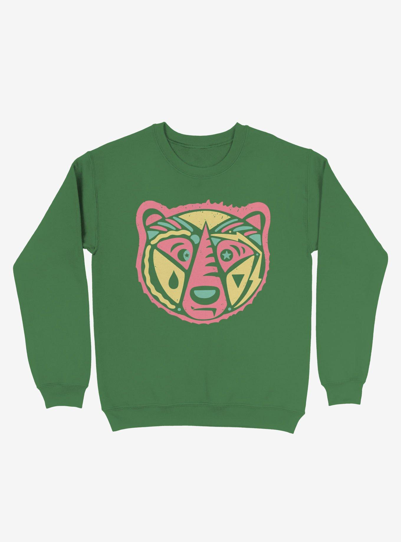Grizzly Bear Art Sweatshirt, KELLY GREEN, hi-res