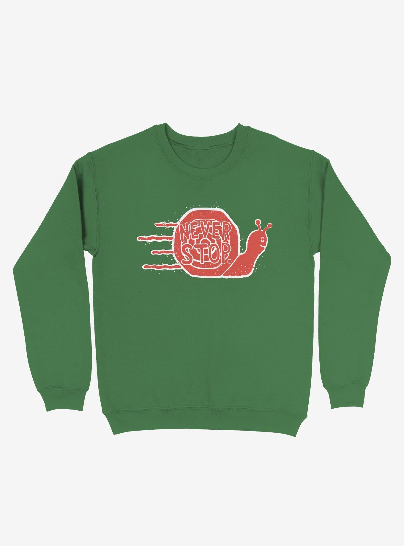 Never Stop Snail Sweatshirt, KELLY GREEN, hi-res