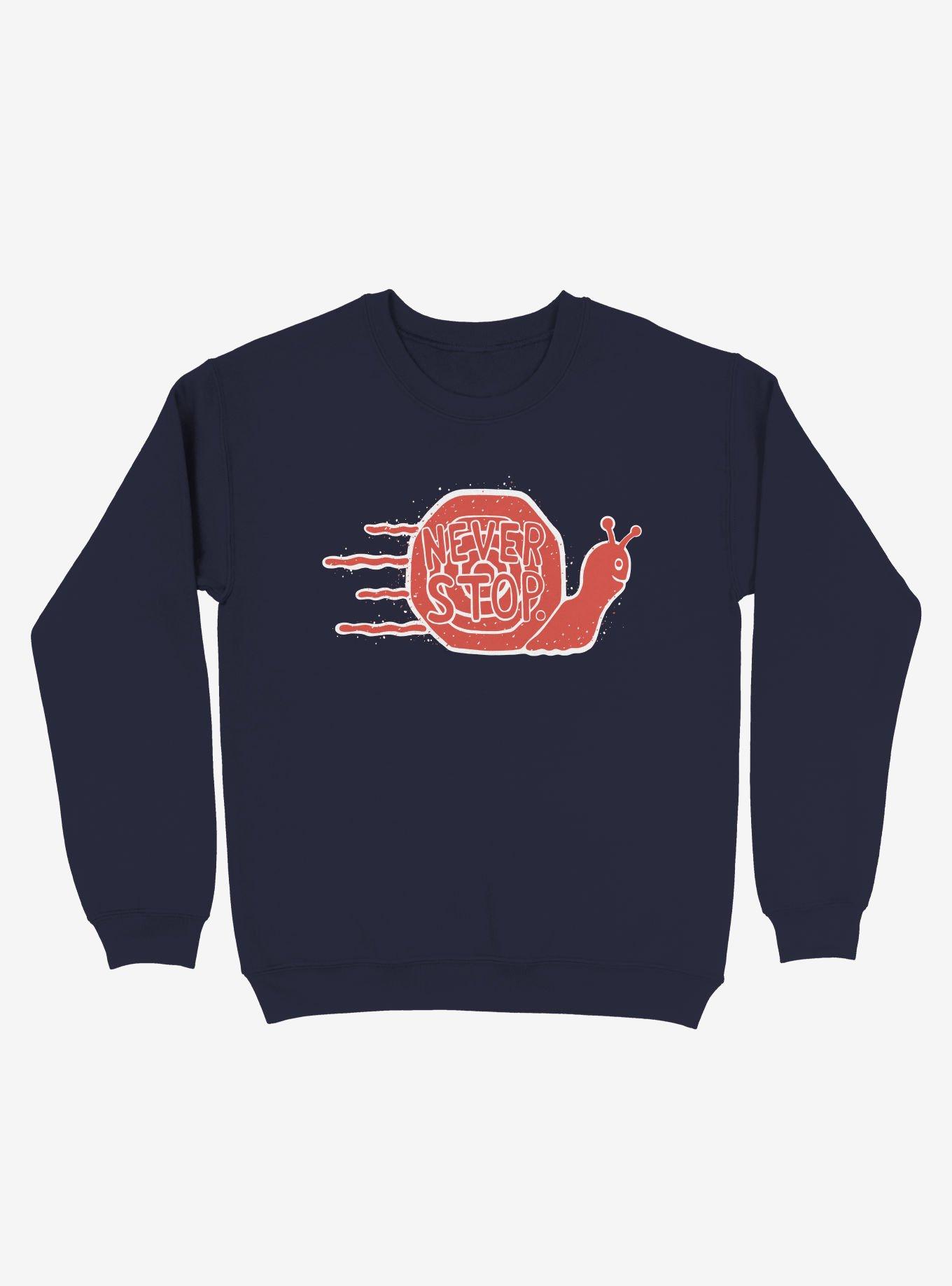 Never Stop Snail Sweatshirt, NAVY, hi-res