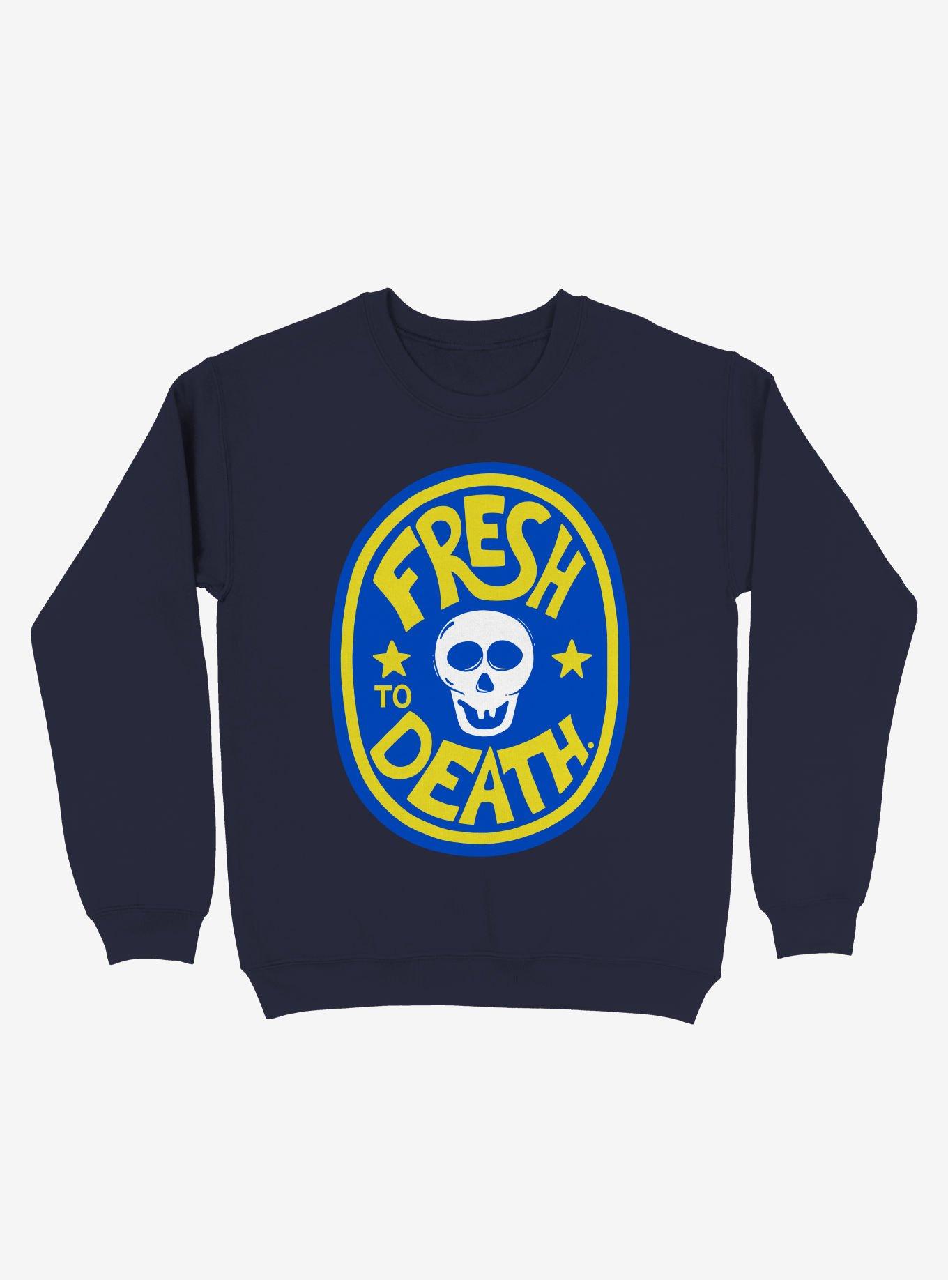 Fresh To Death Skull Sweatshirt, NAVY, hi-res