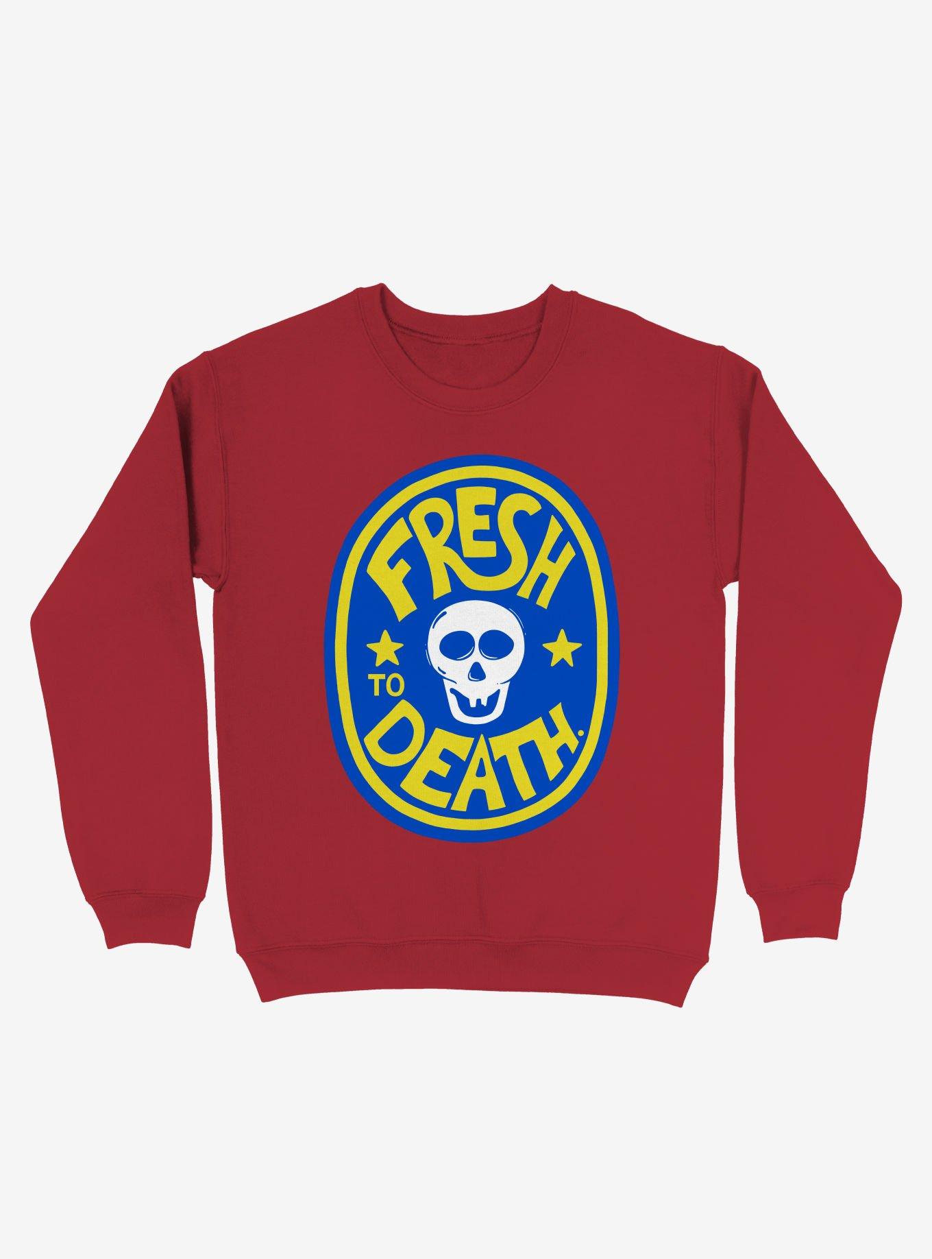 Fresh To Death Skull Sweatshirt, RED, hi-res