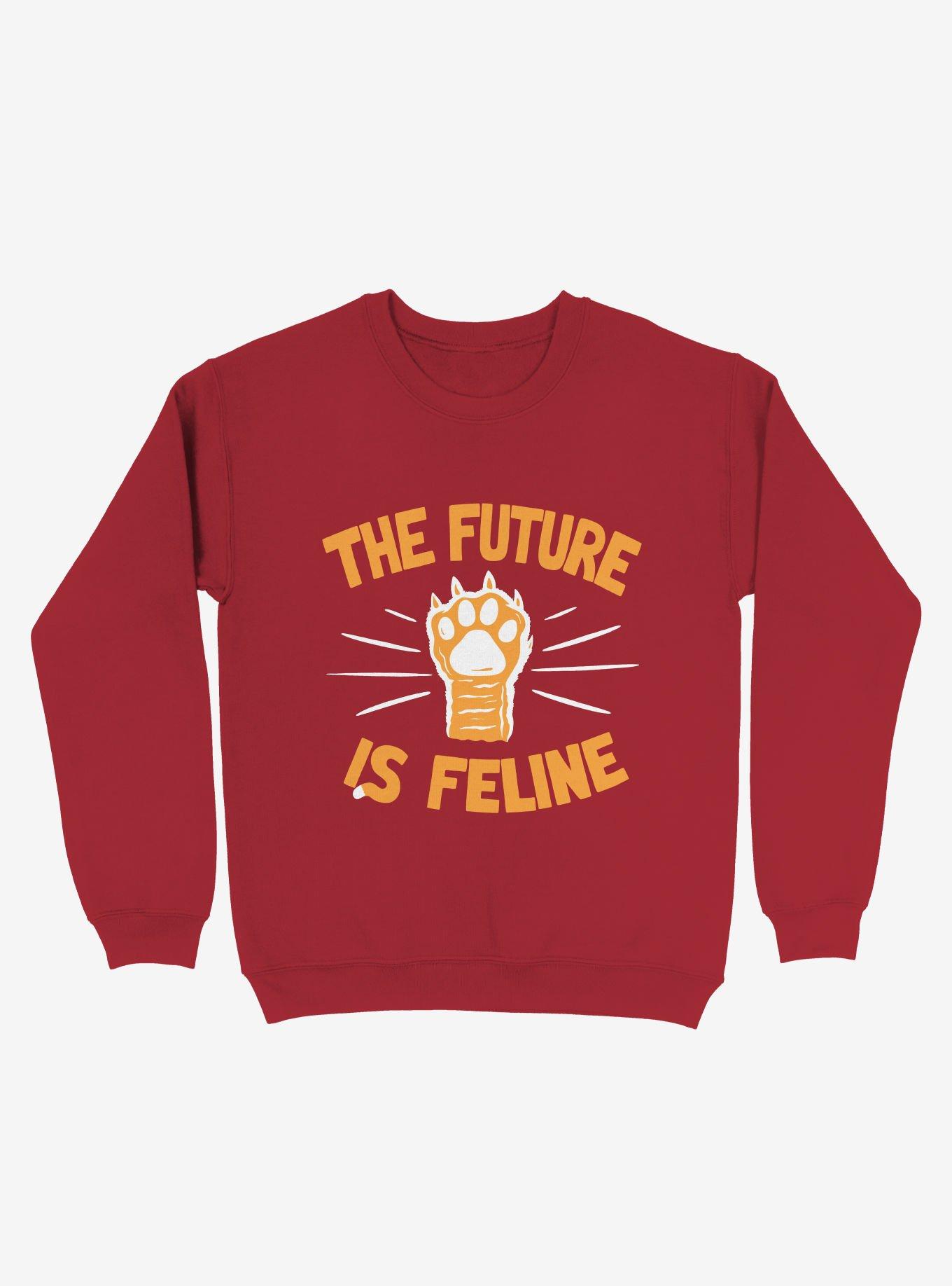 The Future Is Feline Cat Sweatshirt, RED, hi-res