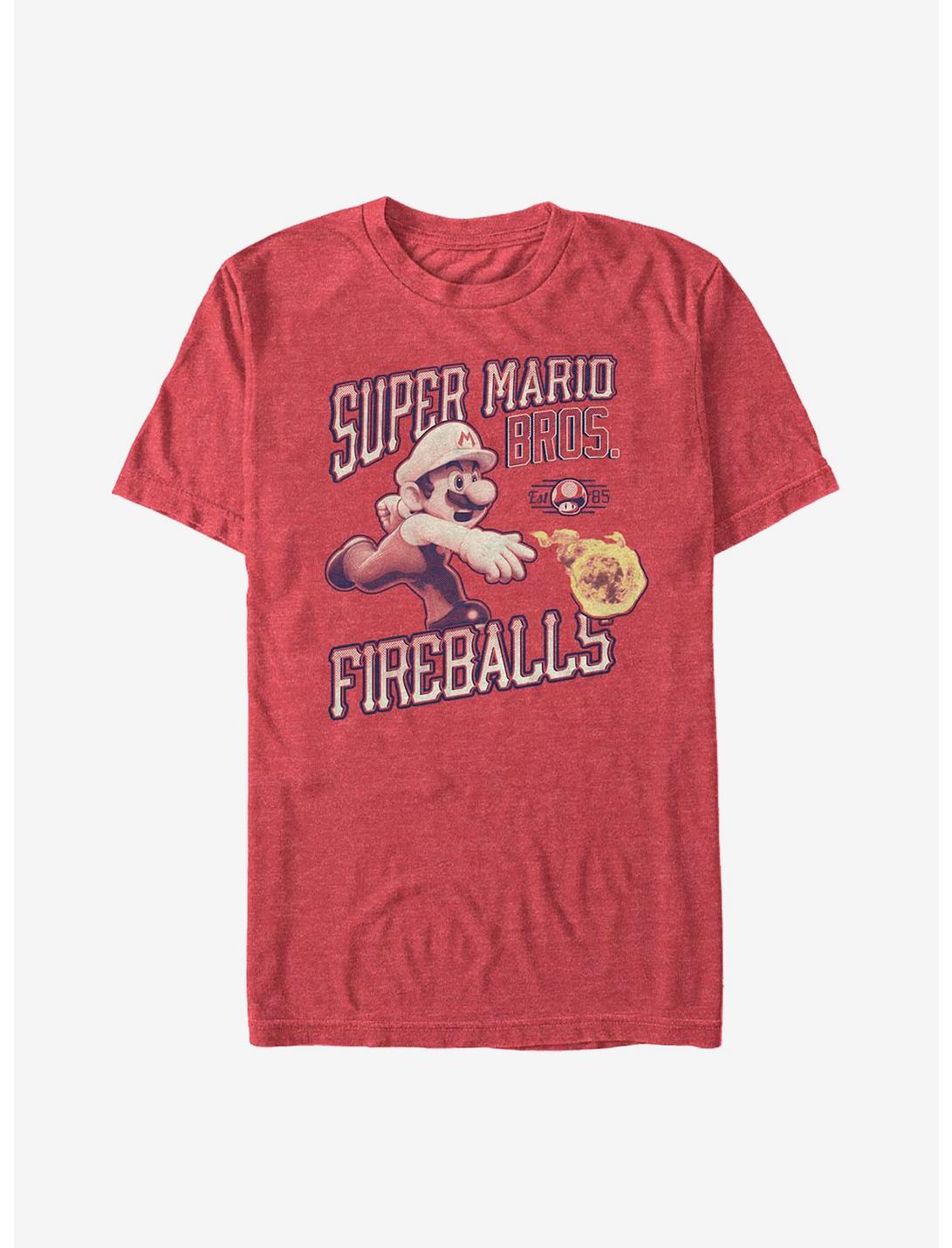 Nintendo Mario Fireballs T-Shirt, RED HTR, hi-res