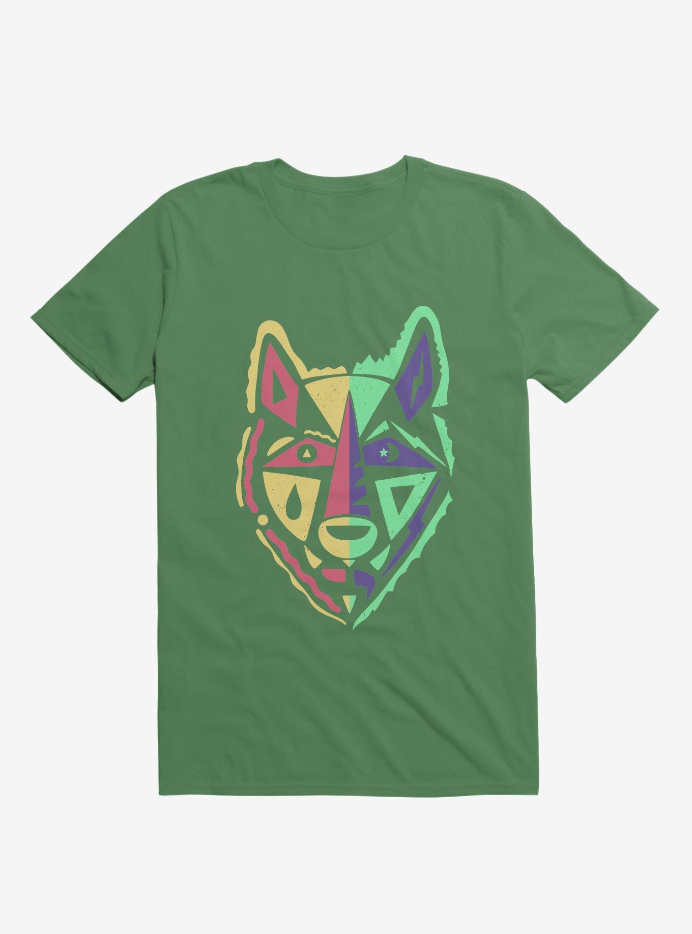 Day And Night Wolf Art T-Shirt, KELLY GREEN, hi-res