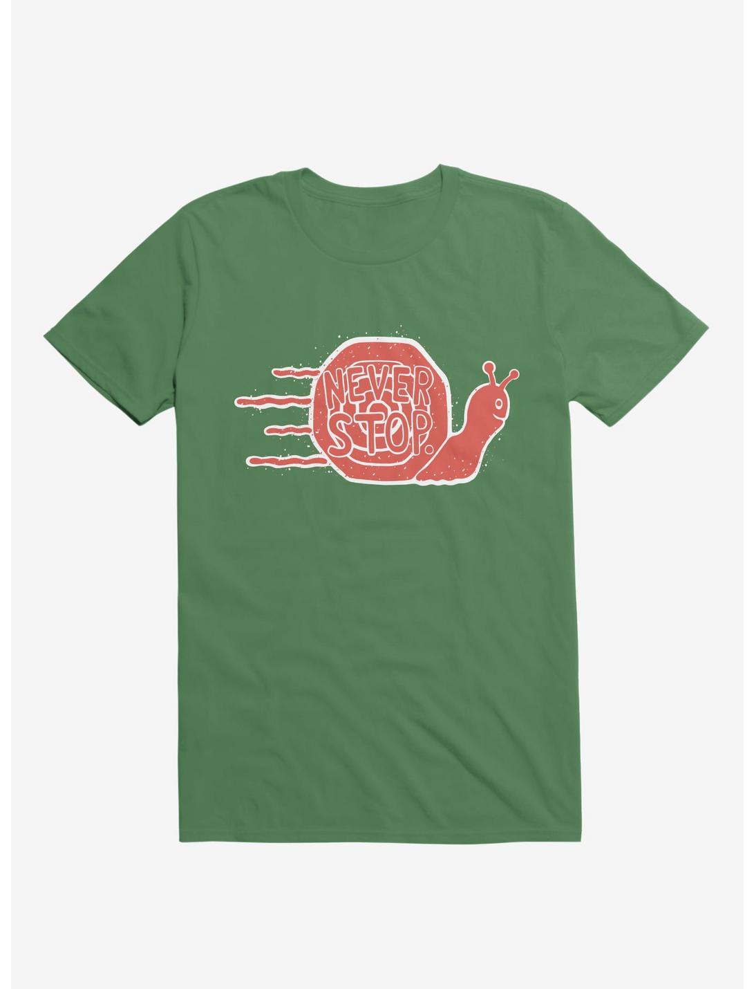 Never Stop Snail T-Shirt, KELLY GREEN, hi-res