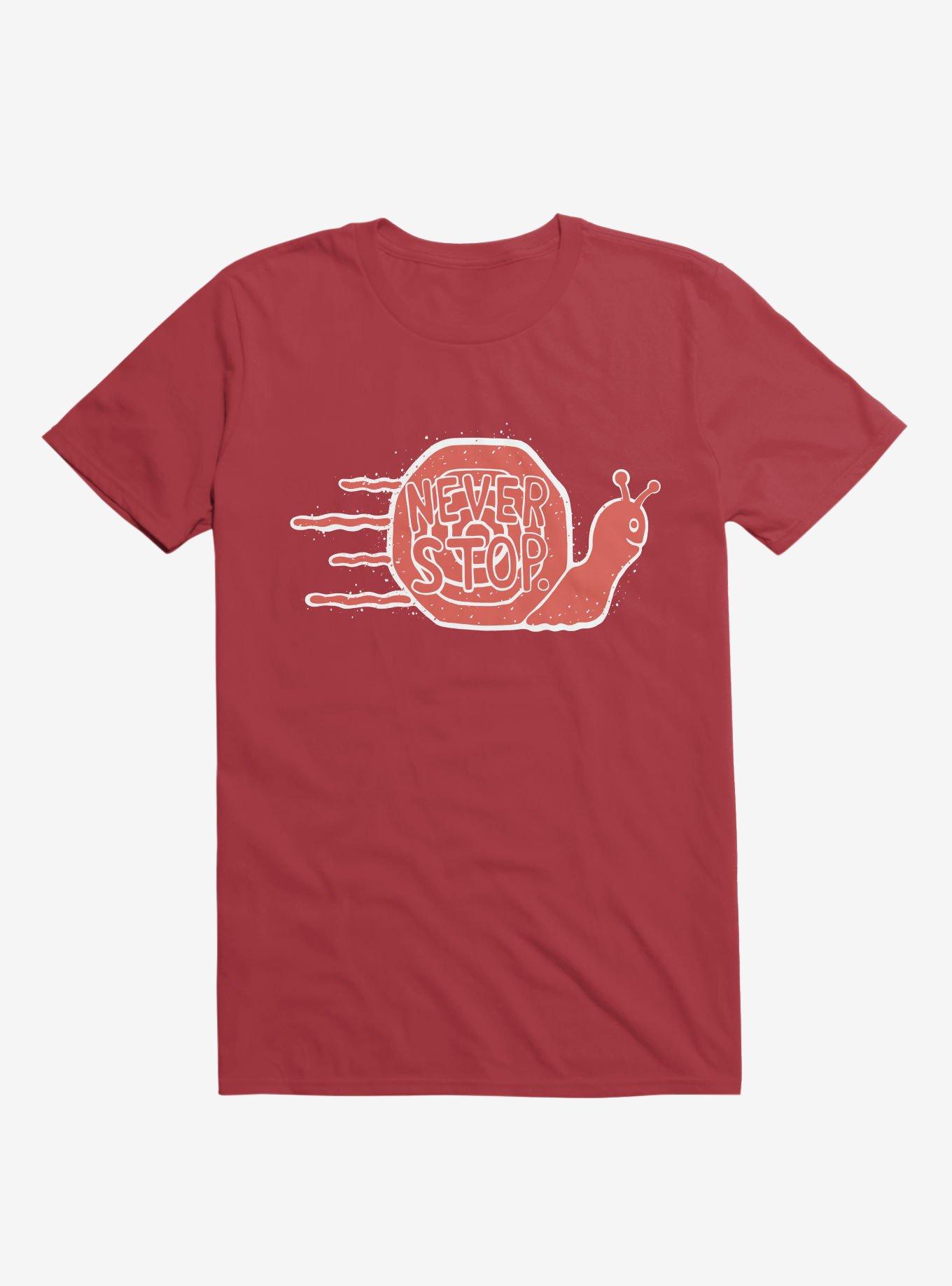 Never Stop Snail T-Shirt, RED, hi-res
