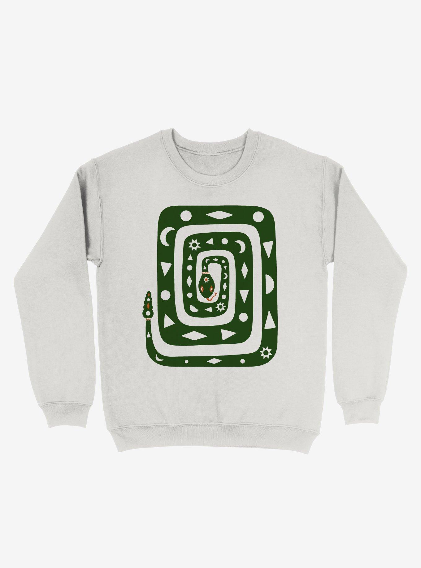 Beware Of Tall Grass And Bad Vibrations Snake Sweatshirt, WHITE, hi-res