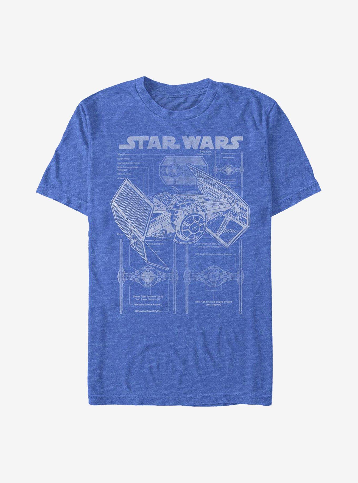 Star Wars TIE Fighter Blueprint T-Shirt, ROY HTR, hi-res
