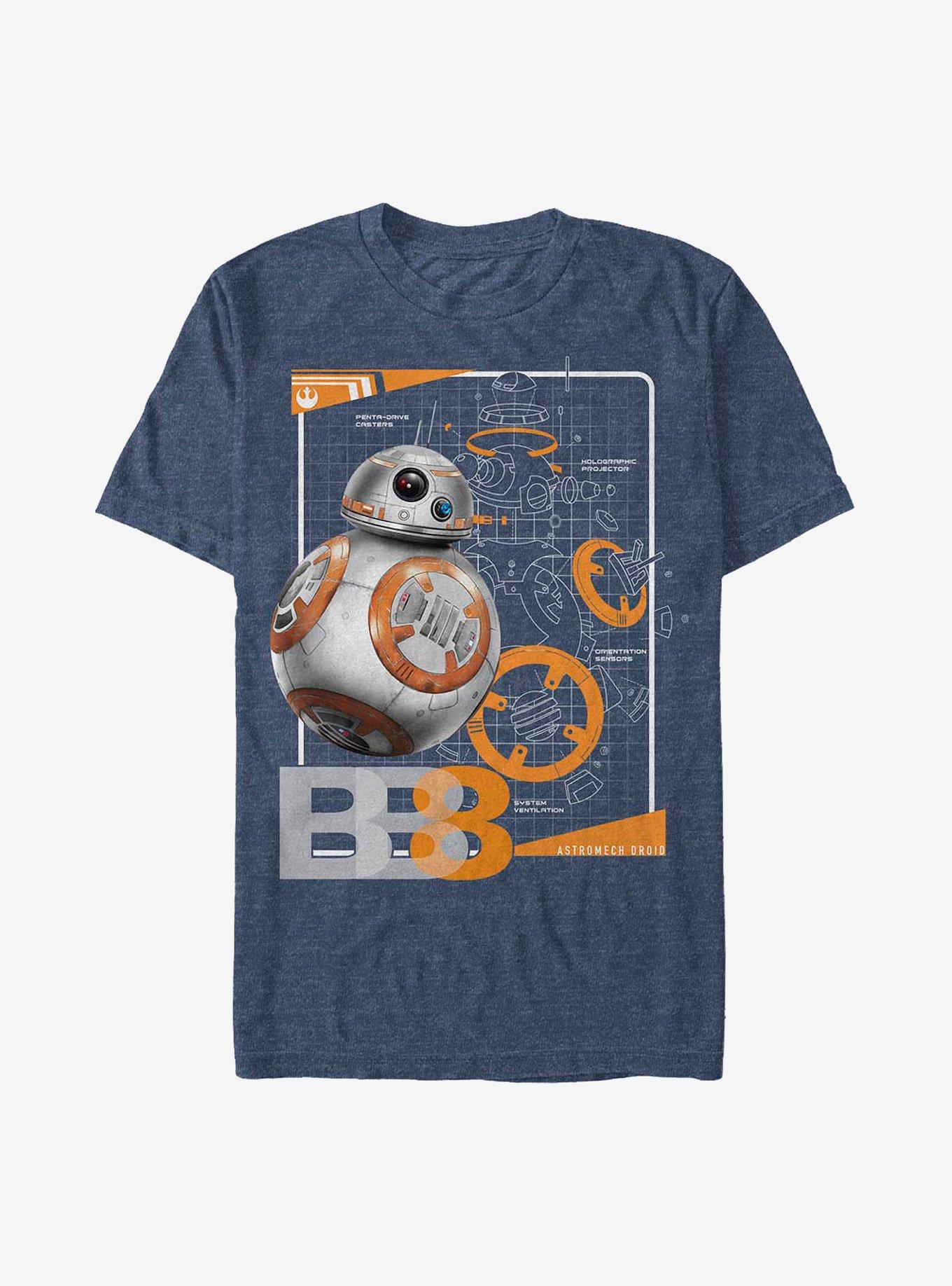 Star Wars: The Last Jedi BB-8 Schematic T-Shirt, NAVY HTR, hi-res