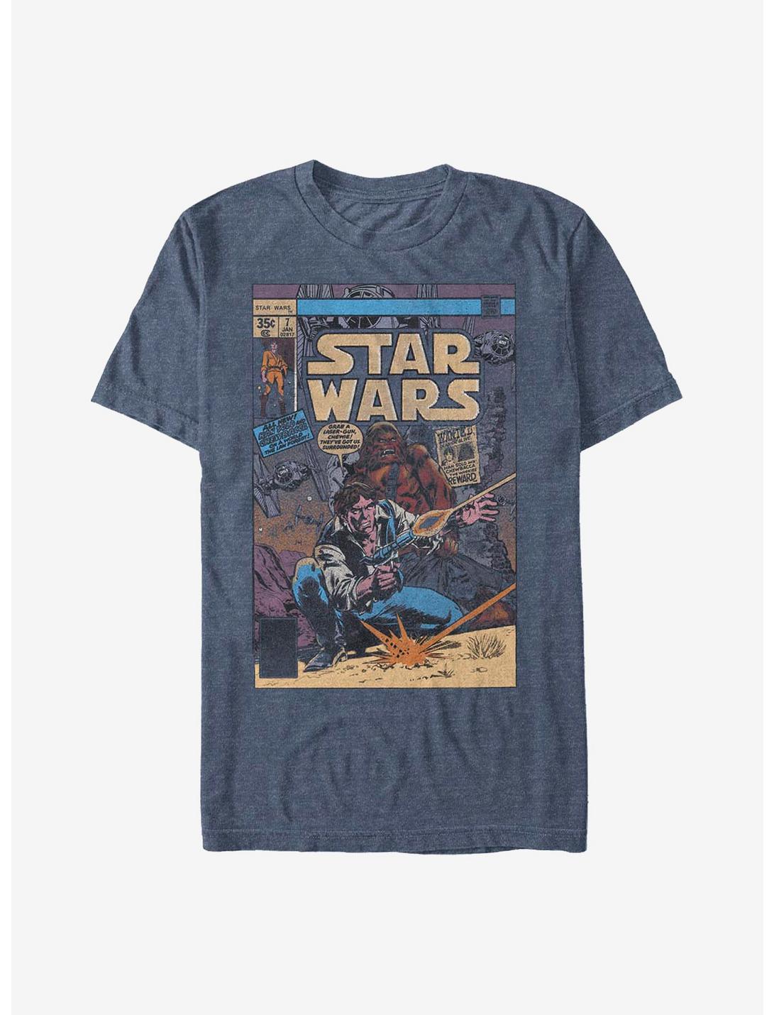 STAR WARS Mens Comic Book Cover January 1978 Han Solo and Chewbacca T-Shirt
