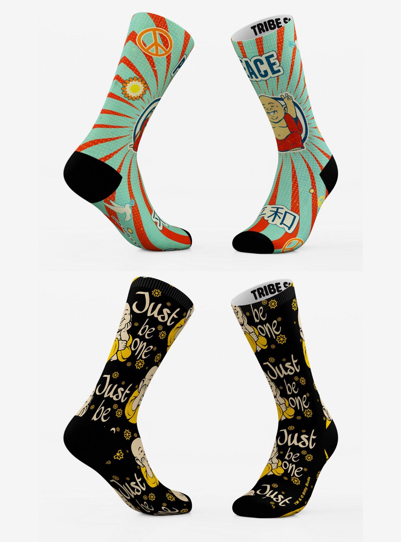 Peace and Just Be One Bitty Buda Socks 2 Pack, , hi-res