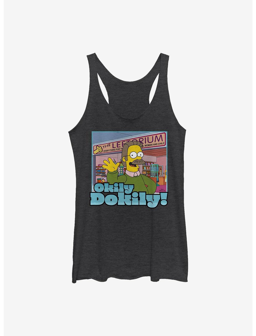 The Simpsons Okily Dokily Ned Womens Tank Top, BLK HTR, hi-res