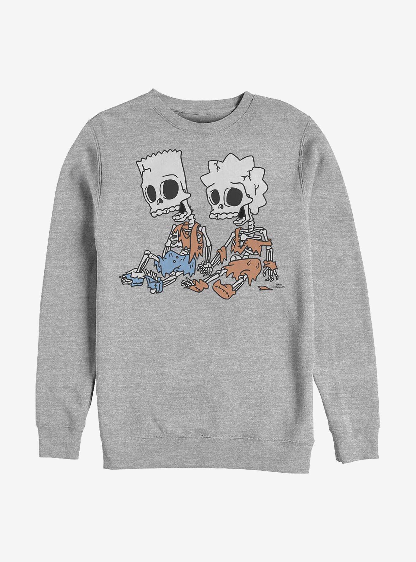The Simpsons Skeleton Bart And Lisa Sweatshirt, ATH HTR, hi-res
