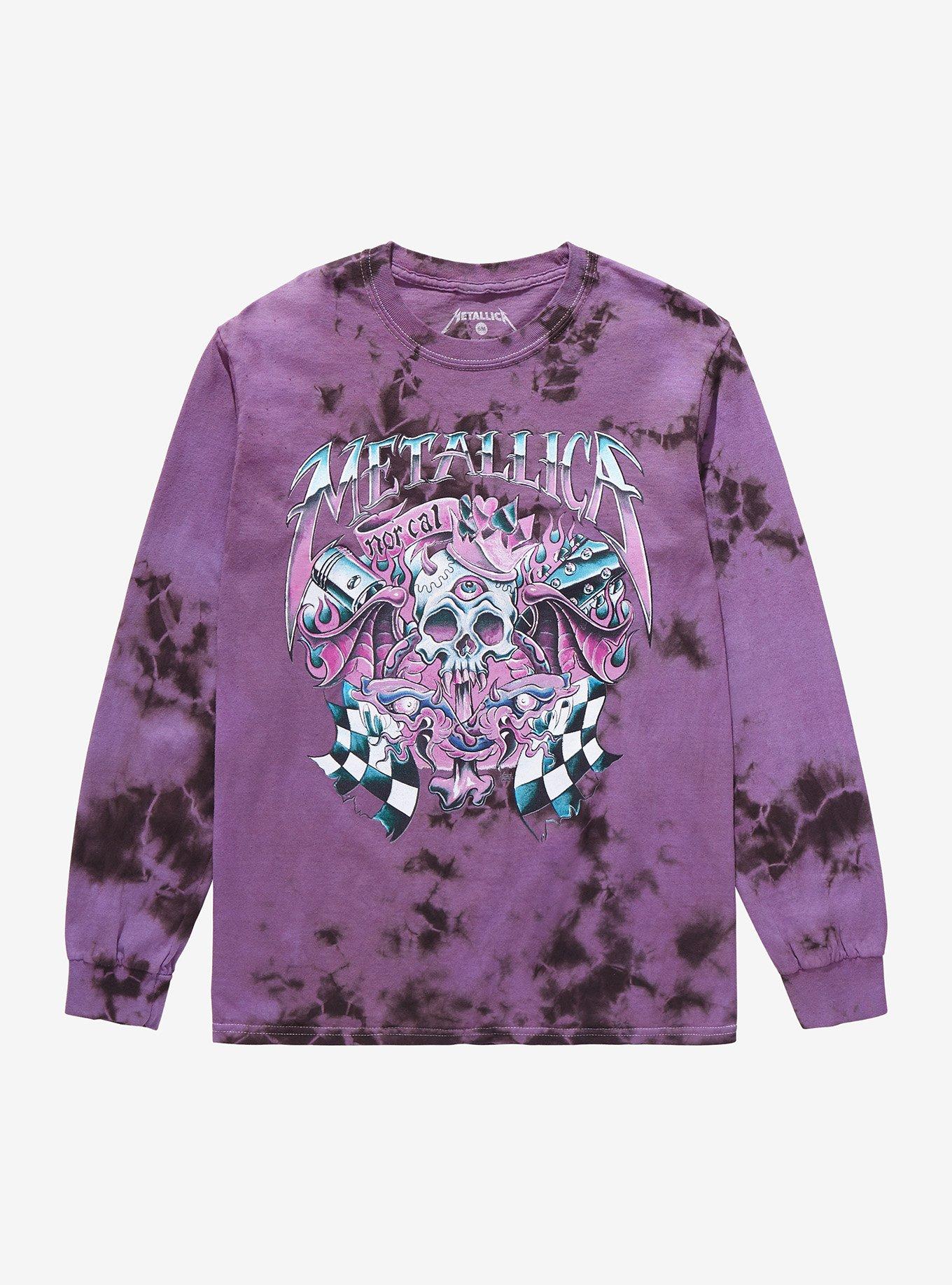 Purple tie store dye metallica shirt