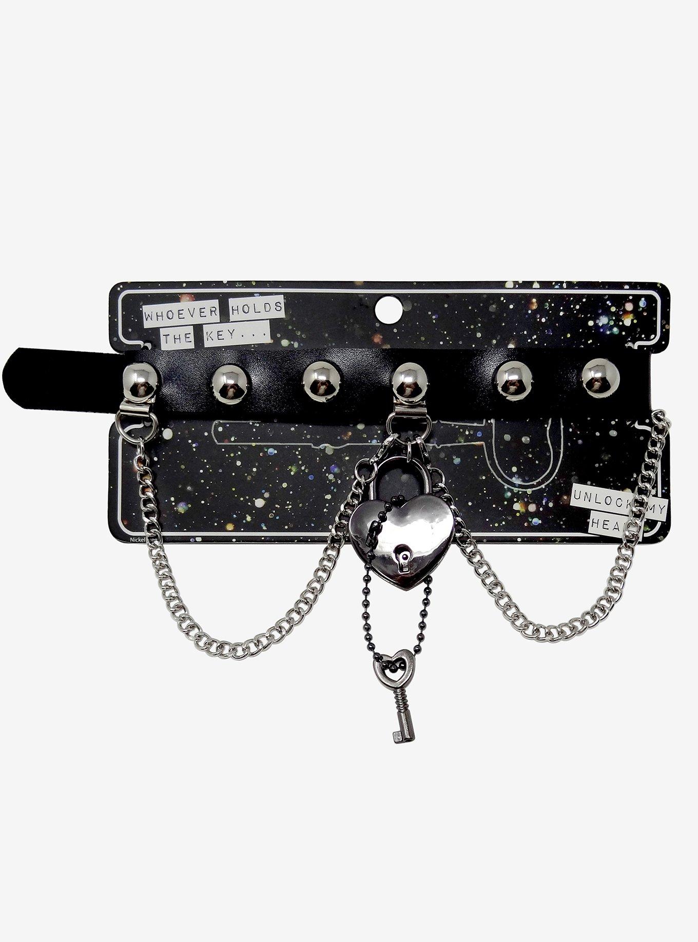 Heart Lock & Key Choker, , hi-res
