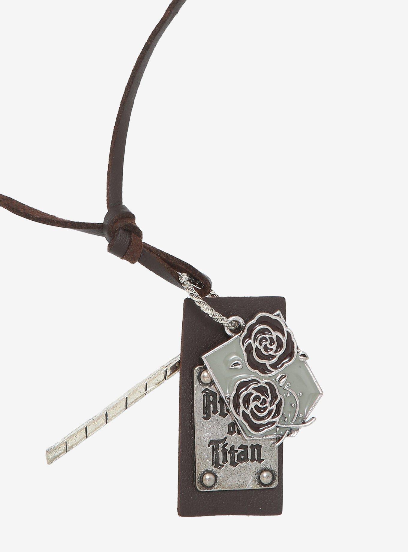 Attack On Titan Garrison Rose Emblem Multi Pendant Cord Necklace, , hi-res