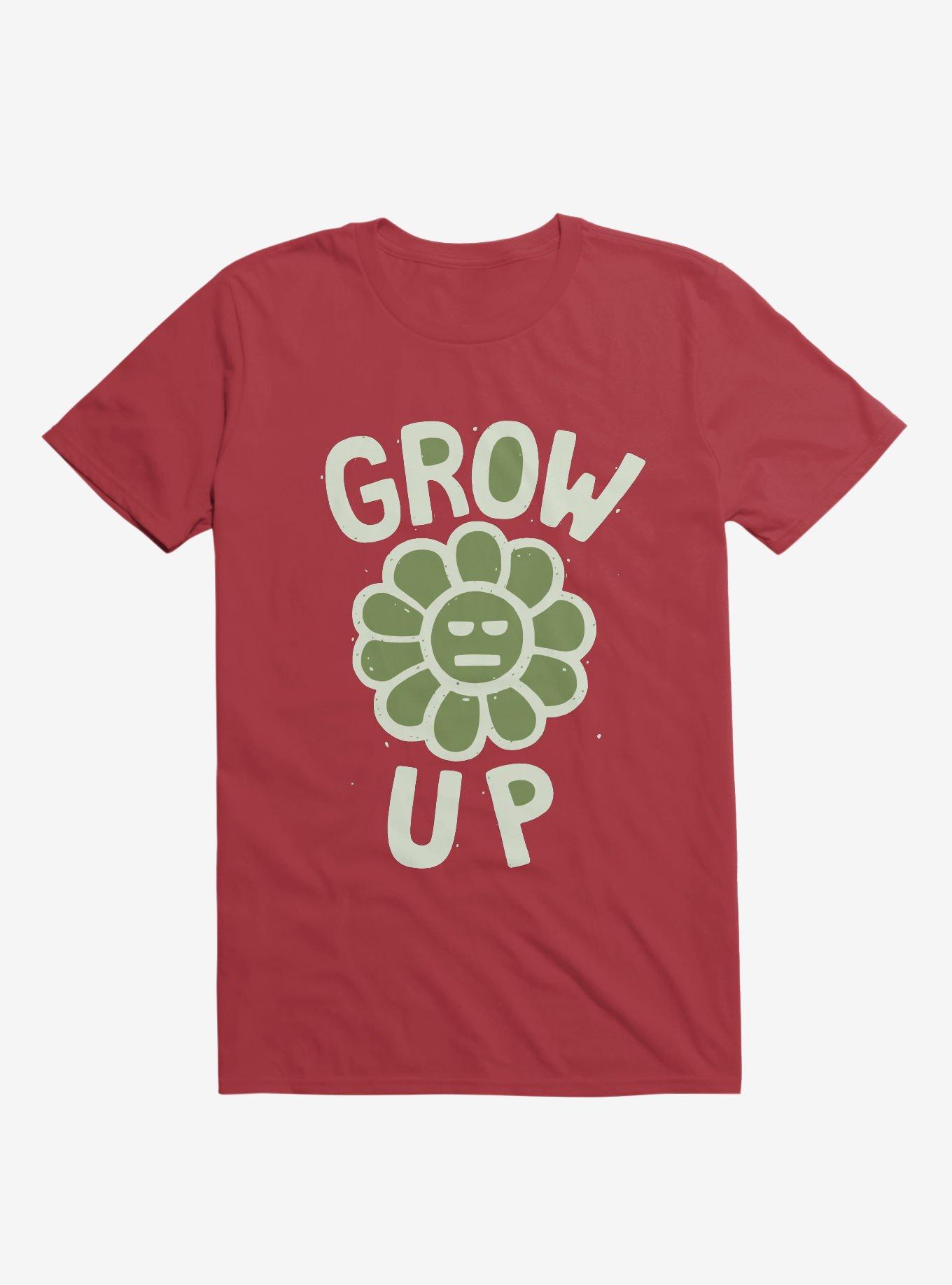 Grow Up Flower T-Shirt, RED, hi-res