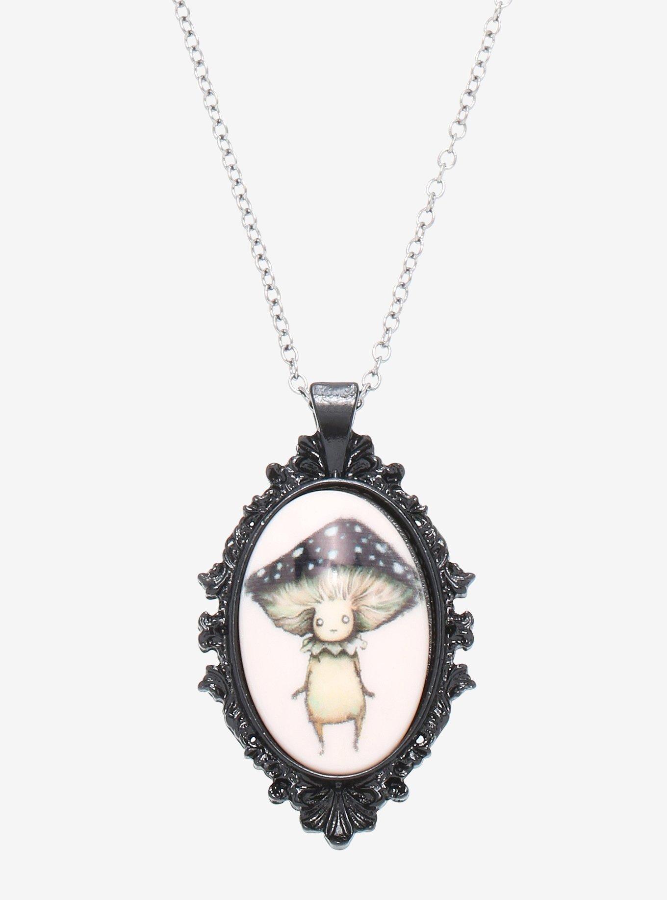 Mushroom Cameo Necklace By Guild Of Calamity, , hi-res