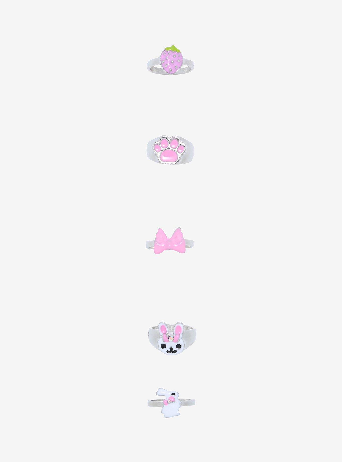 Pink Bunny Ring Set, , hi-res