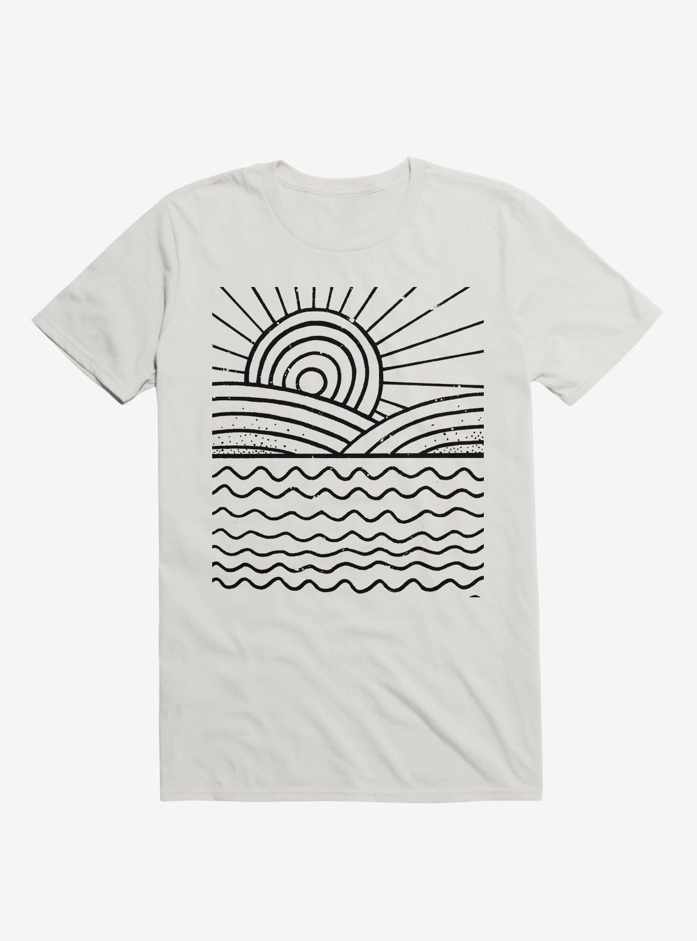 Ocean And Sun Art T-Shirt, WHITE, hi-res
