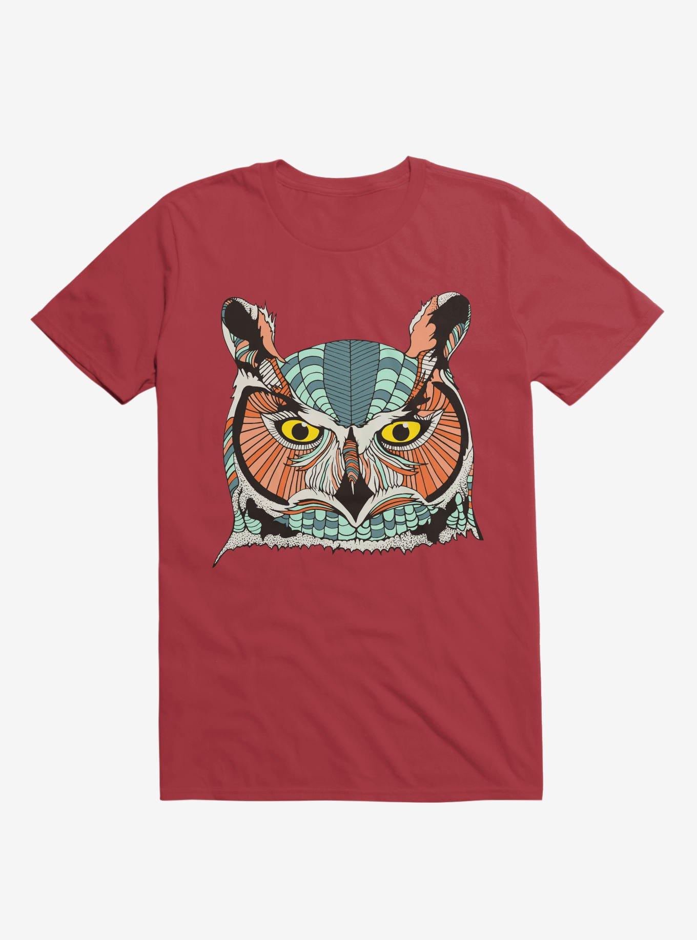Owl Art T-Shirt, RED, hi-res