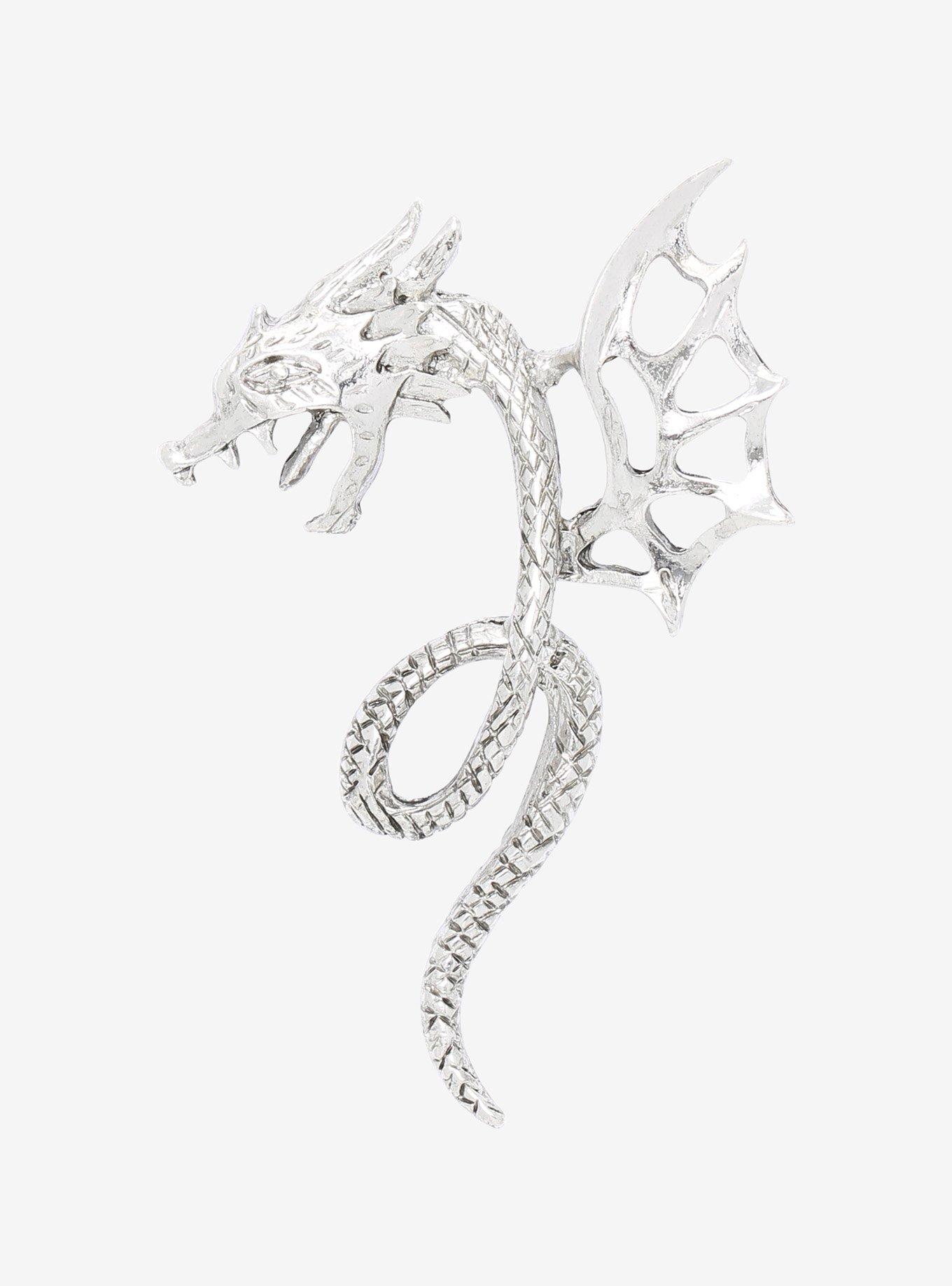 Silver Dragon Earring Cuff, , hi-res