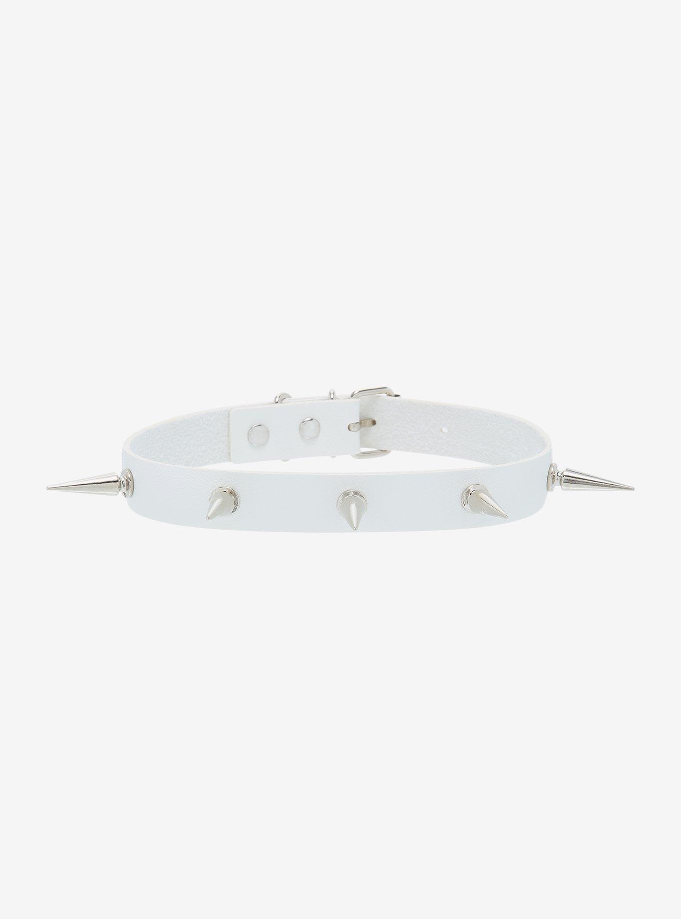 White Large Spike Choker, , hi-res