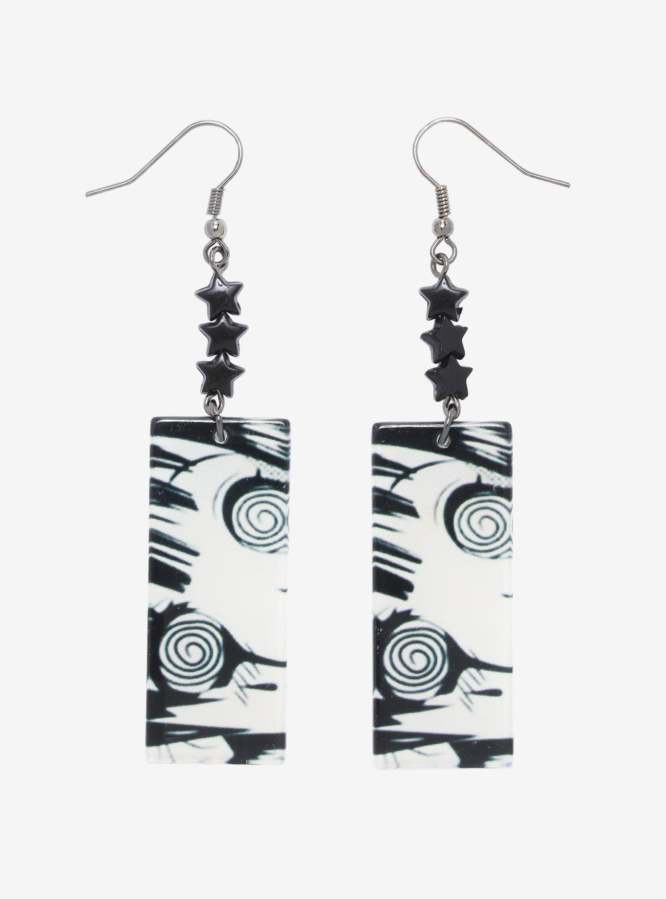 Anime Spiral Eyes & Stars Drop Earrings, , hi-res