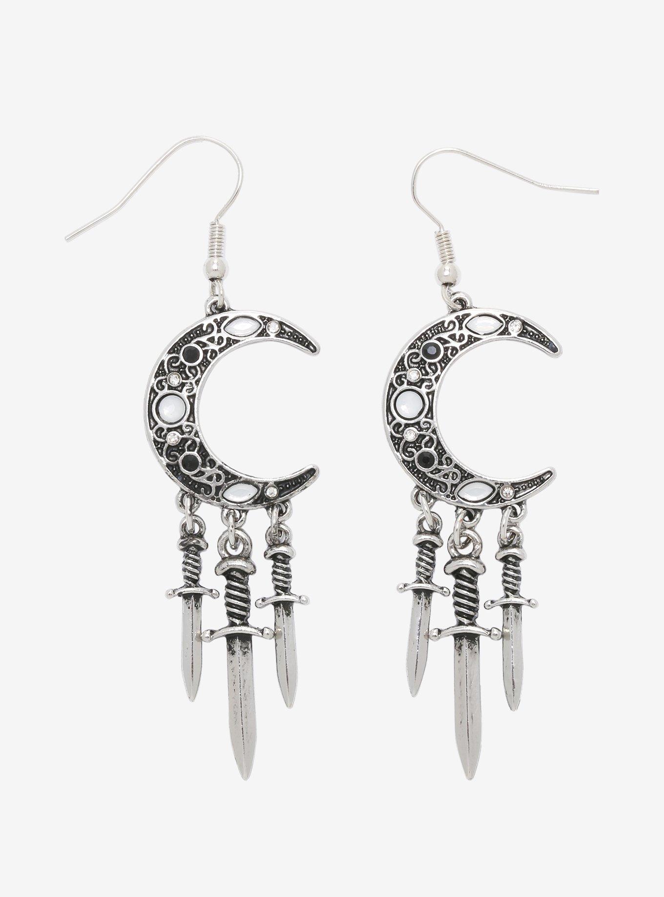 Moon & Dagger Drop Earrings, , hi-res