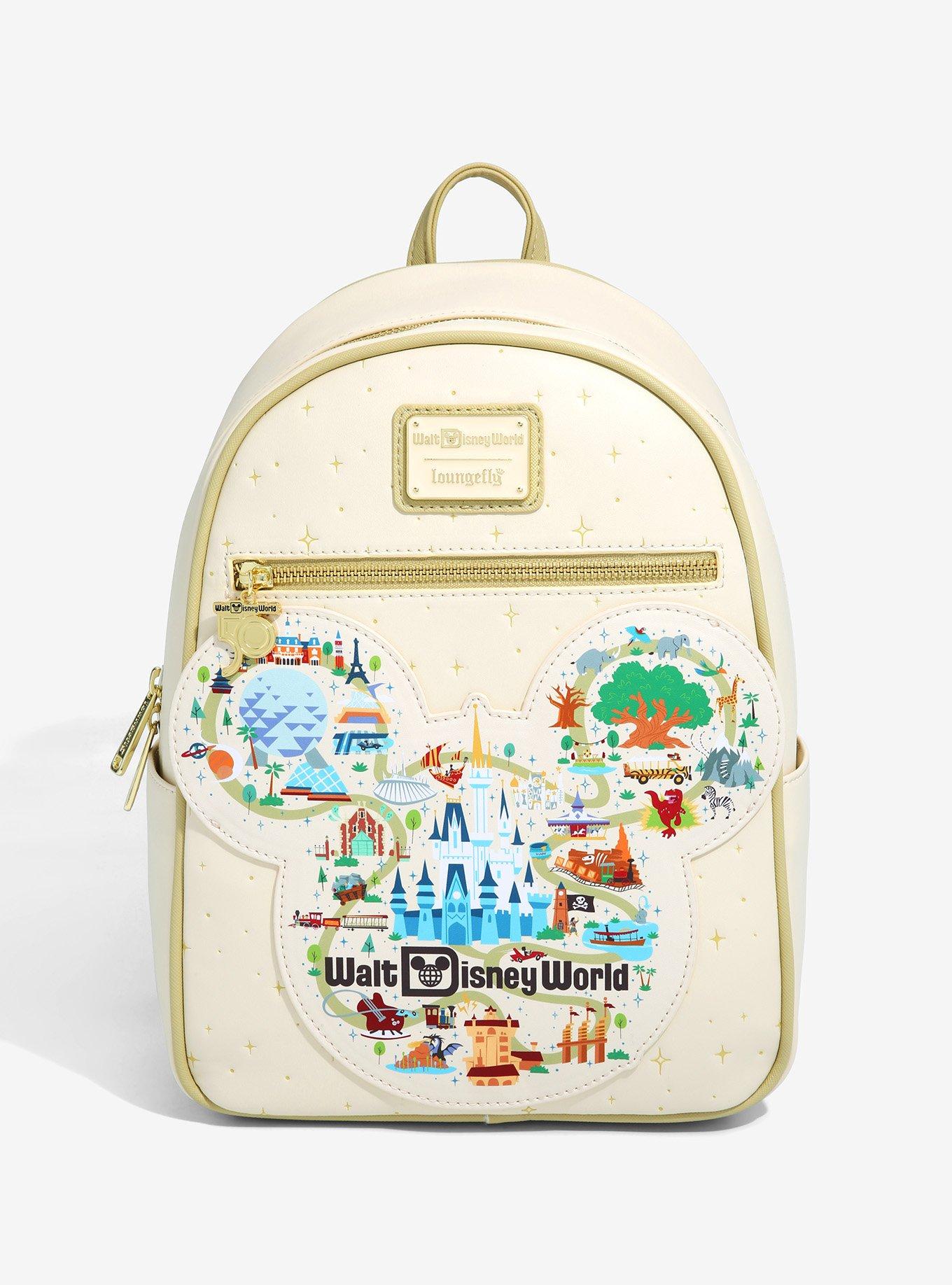 Loungefly Disney Walt Disney World 50th Anniversary Mickey Mouse Map & Attractions Mini Backpack - BoxLunch Exclusive
