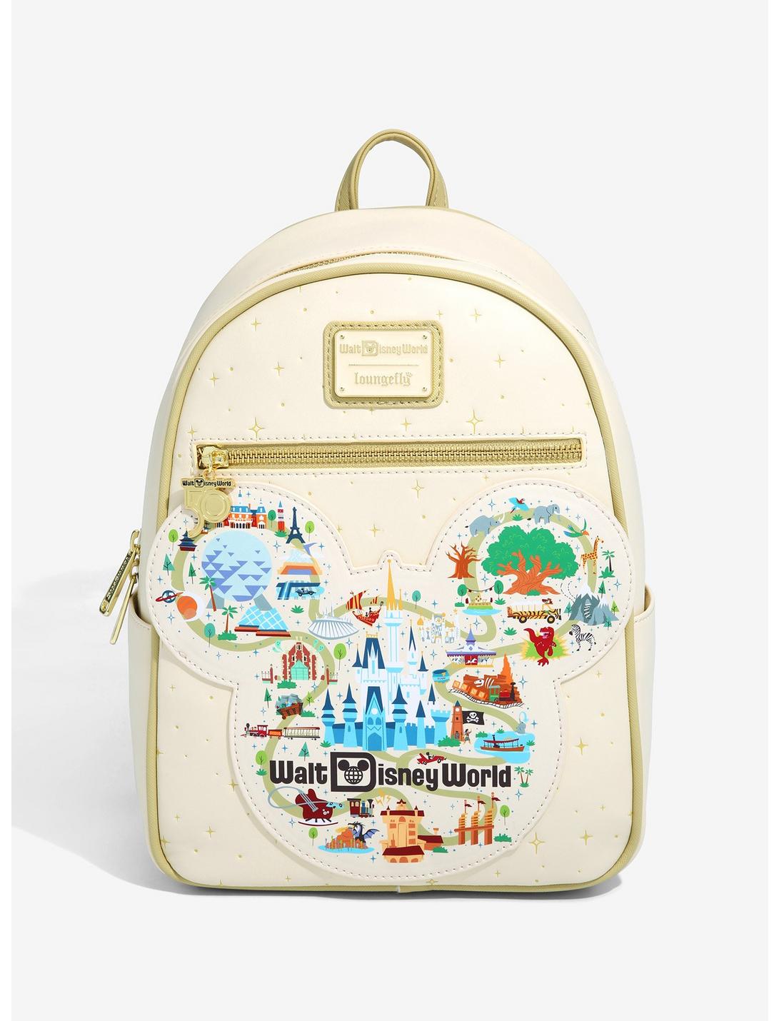 Loungefly Disney Walt Disney World 50th Anniversary Mickey Mouse Map & Attractions Mini Backpack - BoxLunch Exclusive, , hi-res