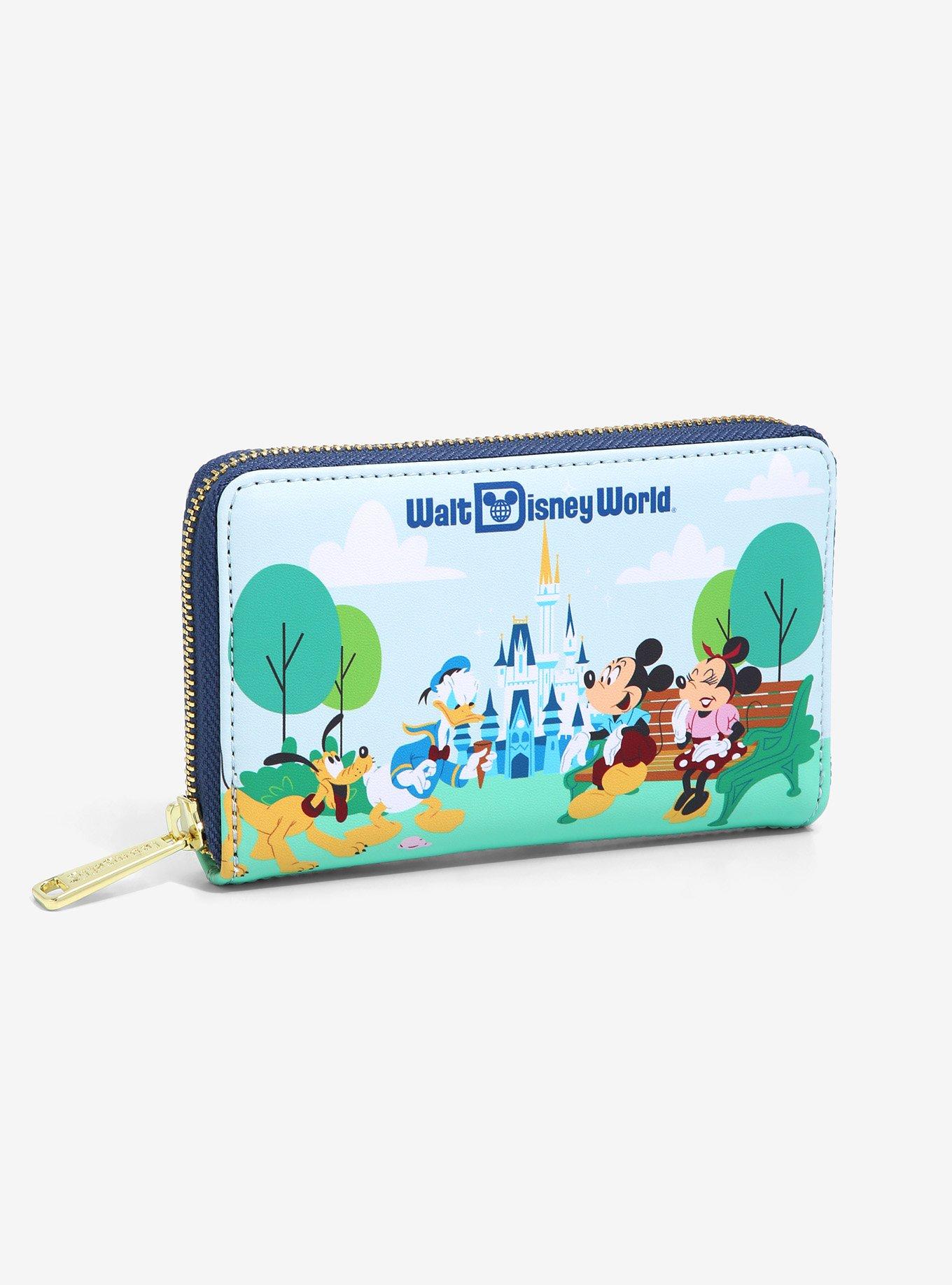NWT Loungefly Disney Parks Mickey & Minnie Mouse Makeup Bag Wallet Pins Keychain