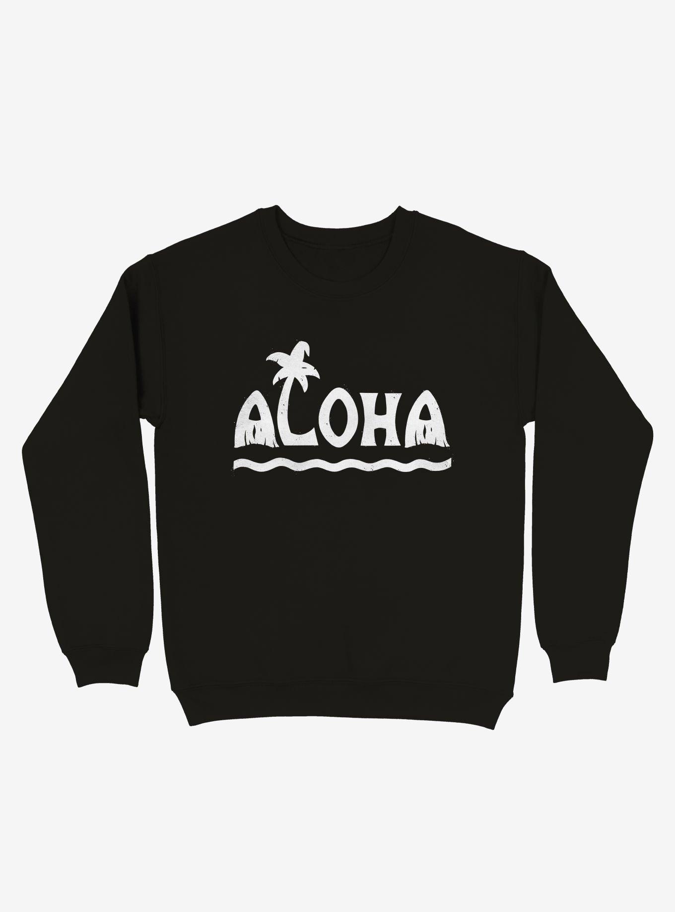 Aloha! Beach Palm Tree Sweatshirt, BLACK, hi-res