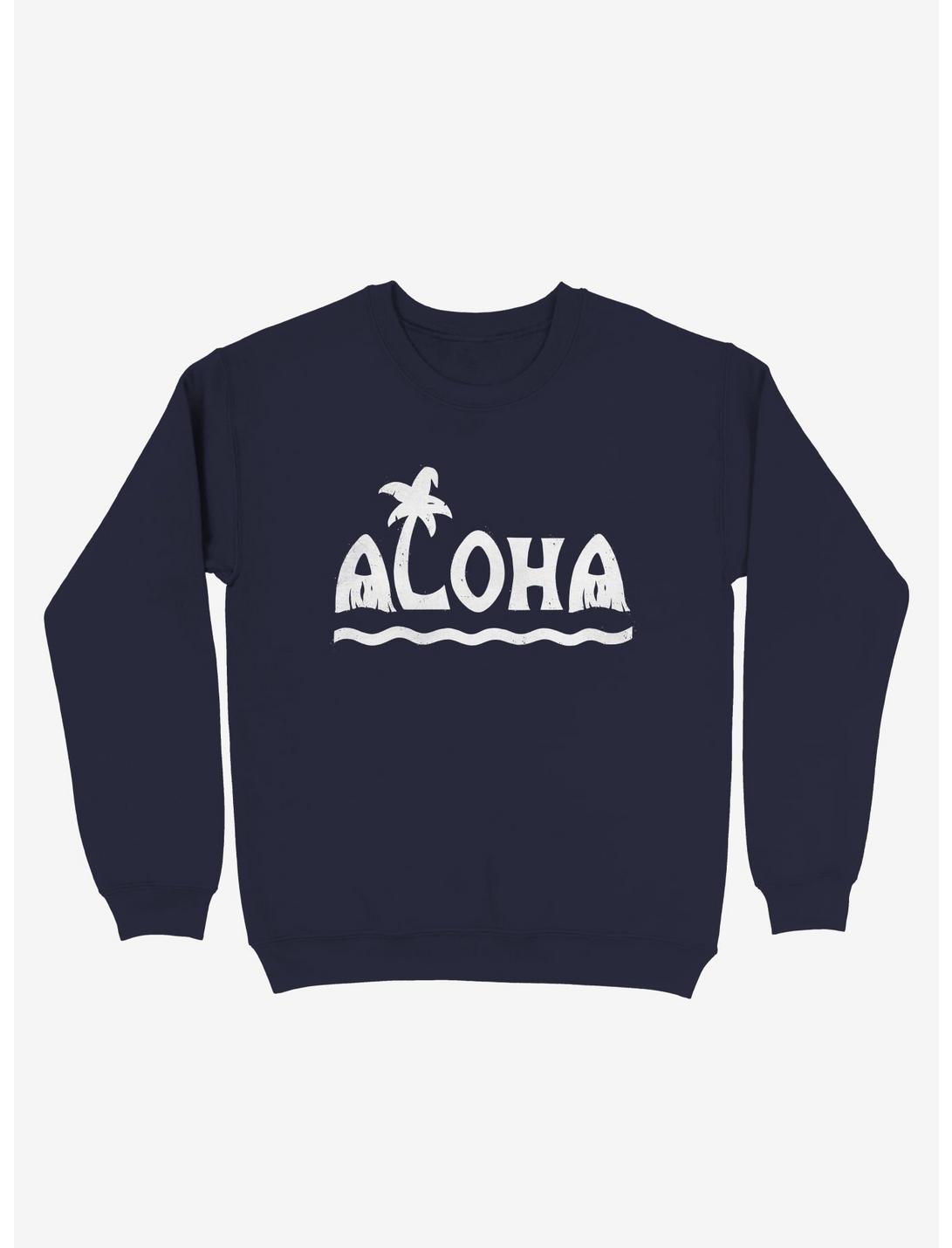 Aloha! Beach Palm Tree Sweatshirt, NAVY, hi-res