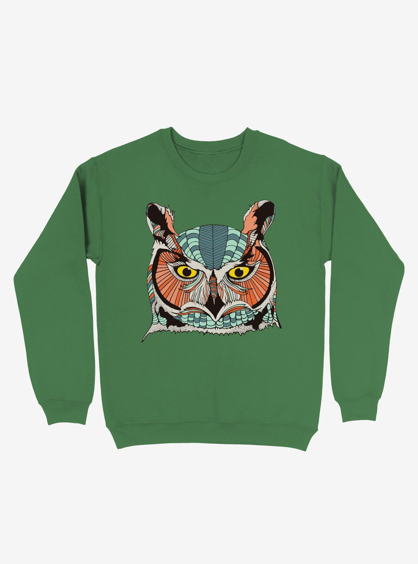 Owl Art Sweatshirt, KELLY GREEN, hi-res