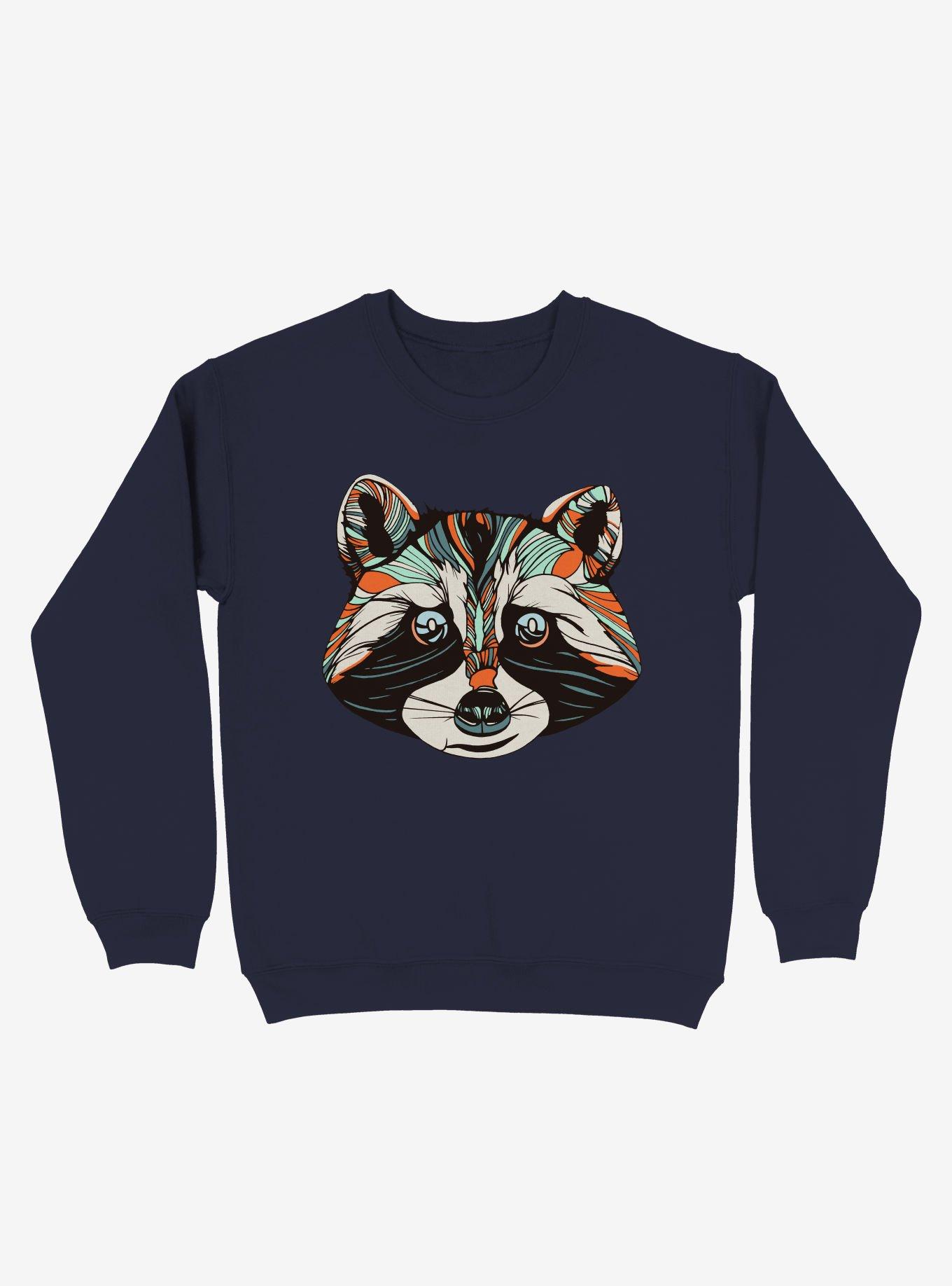 Raccoon Art Sweatshirt, NAVY, hi-res