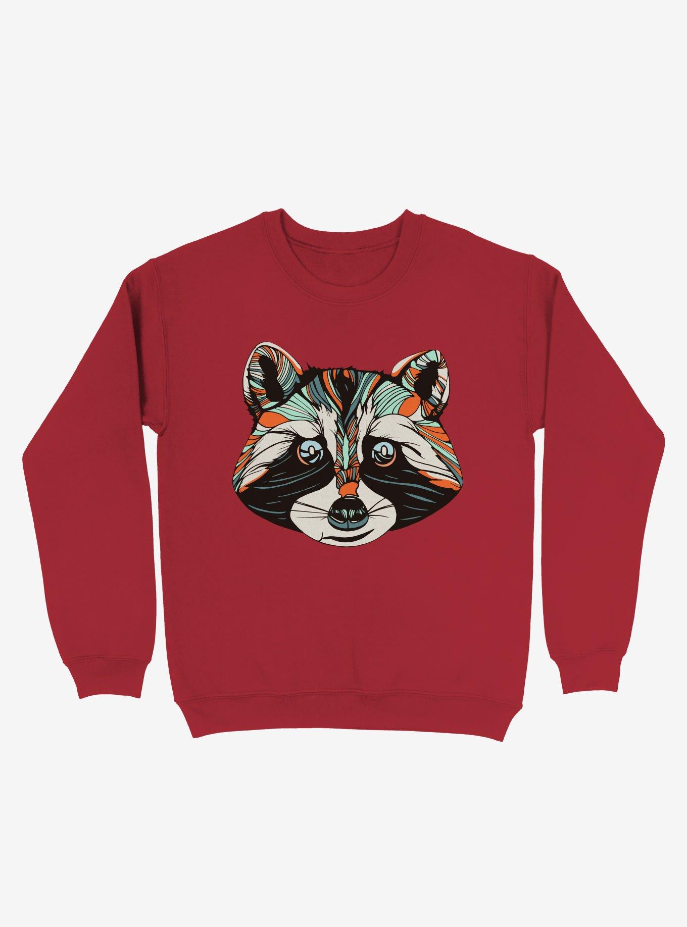 Raccoon Art Sweatshirt, RED, hi-res