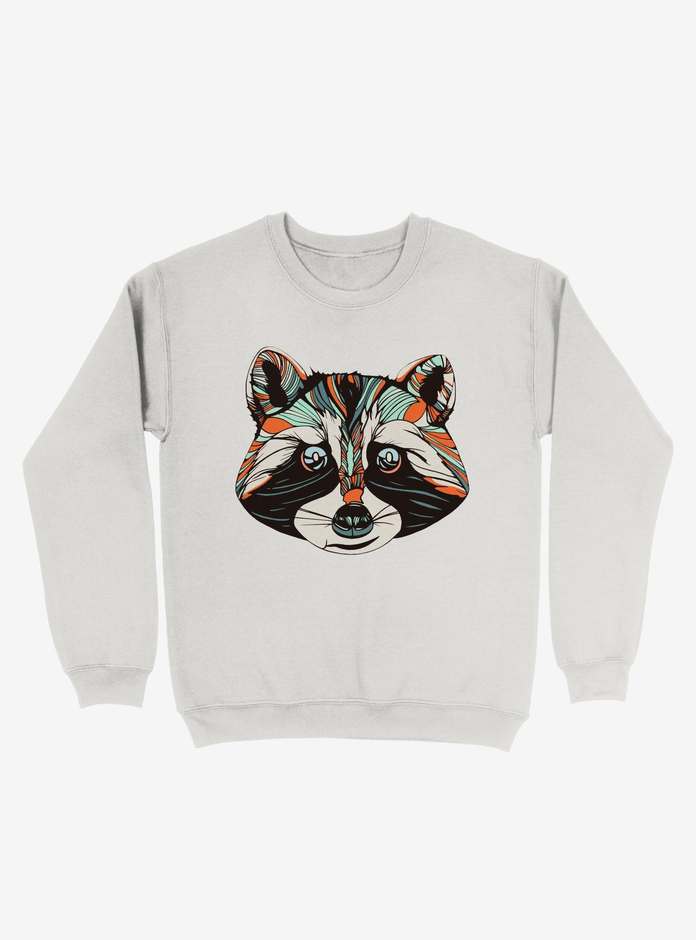 Raccoon Art Sweatshirt, WHITE, hi-res
