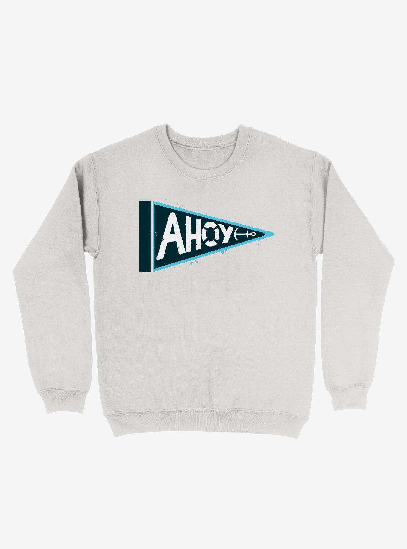 The Captain's Pennant Ahoy Sweatshirt, WHITE, hi-res