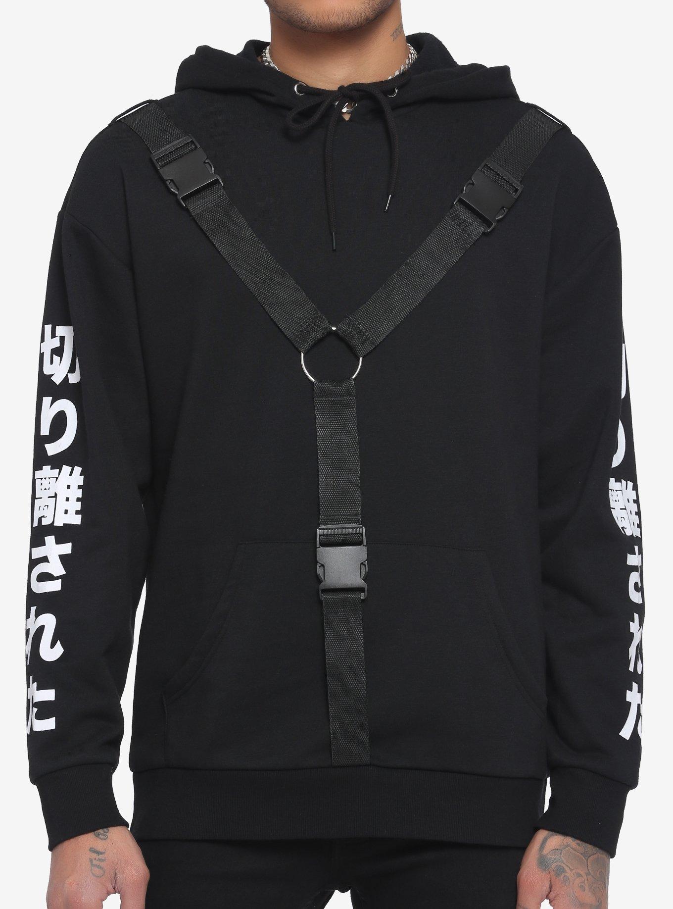 Black Cargo Strap Hoodie | Hot Topic